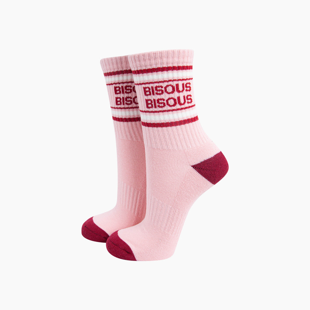 Bisous-Bisous-Organic-Cotton-Sports-Socks-in-Pink-Mannequin