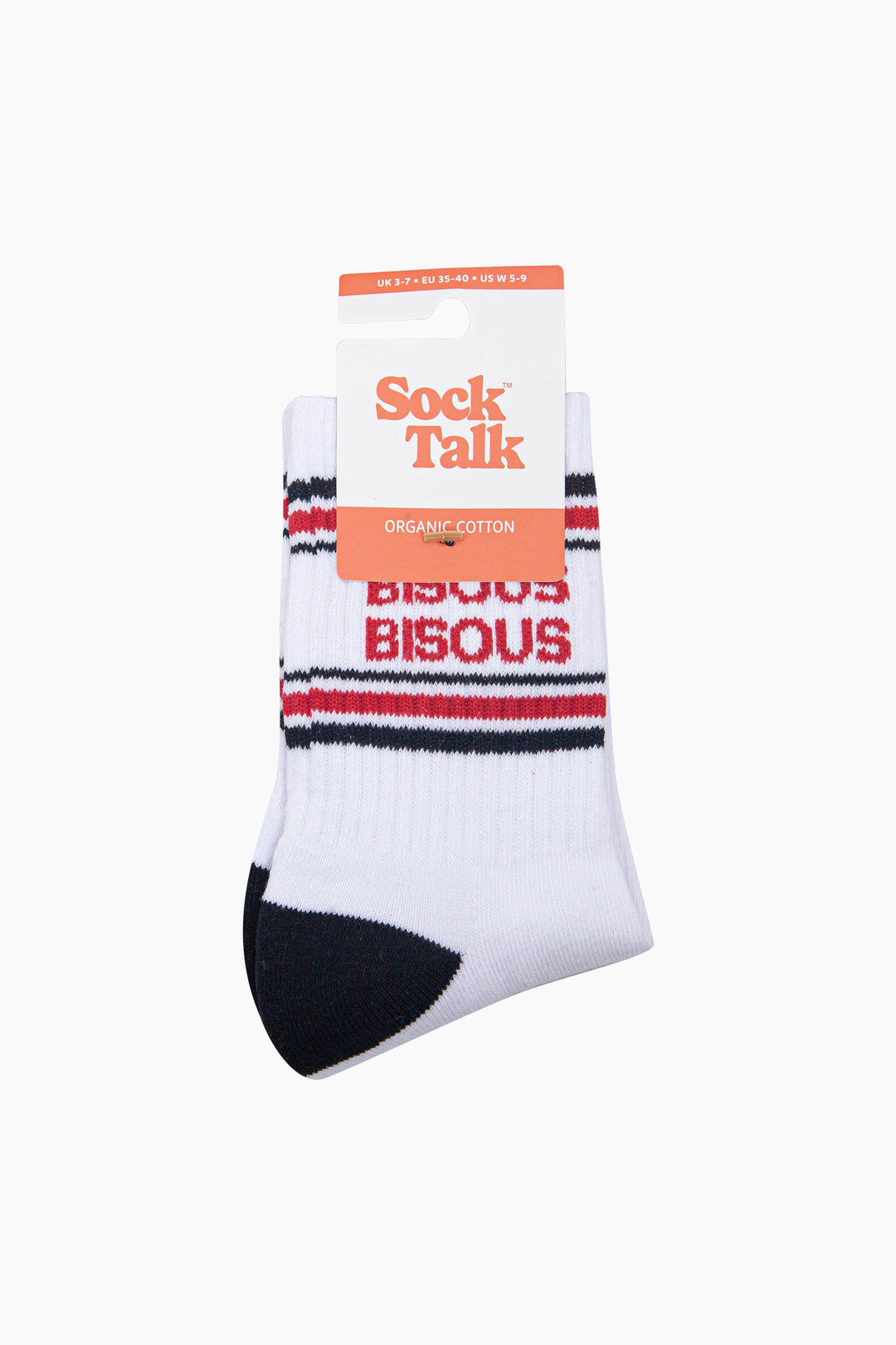 Bisous-Bisous-Organic-Cotton-Sports-Socks-in-White/Black-In-Packaging