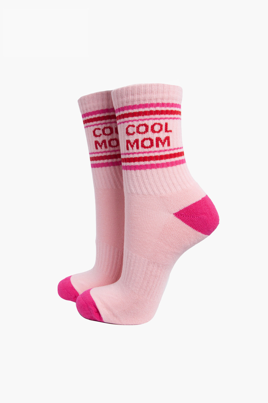Cool-Mom-Organic-Cotton-Sports-Socks-in-Soft-Pink/Red-On-Mannequin