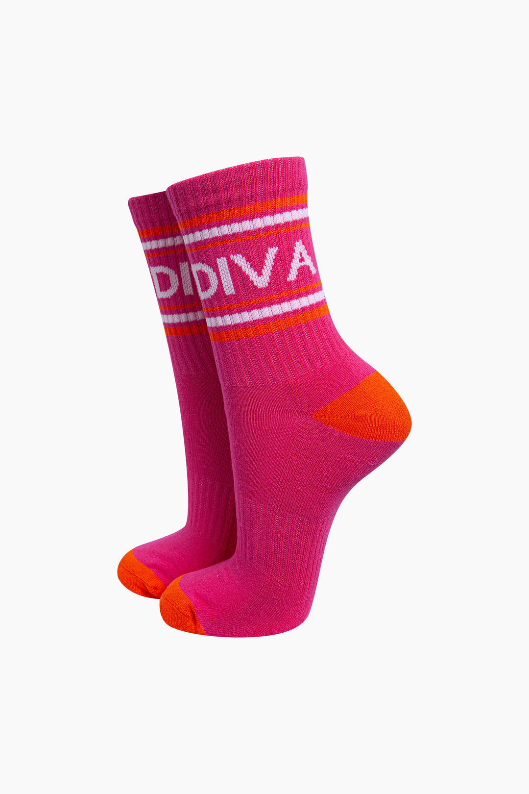 Diva-Organic-Cotton-Sports-Socks-in-Hot-Pink/Orange-On-Mannequin