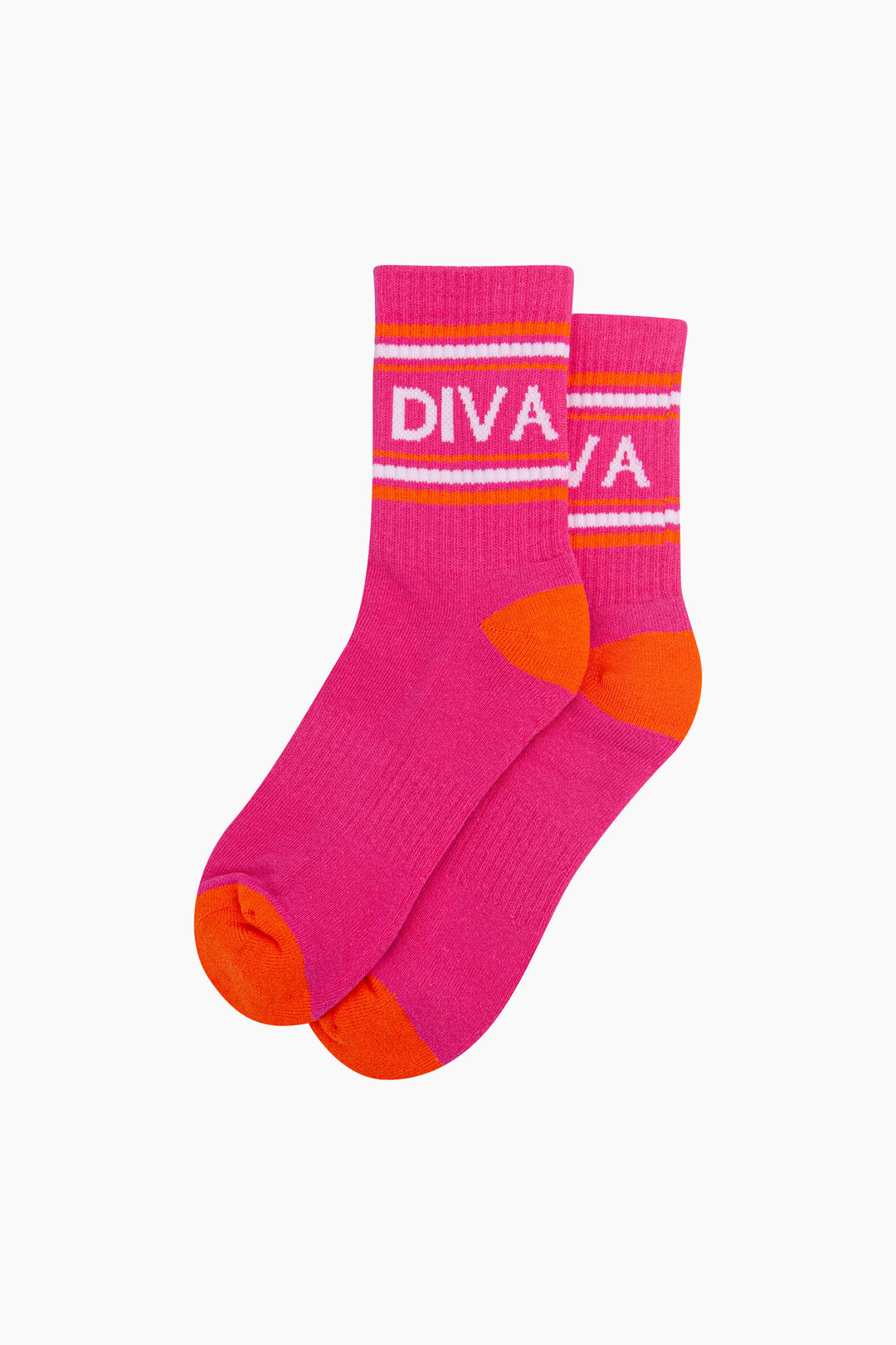 Diva-Organic-Cotton-Sports-Socks-in-Hot-Pink/Orange-Laid-Flat