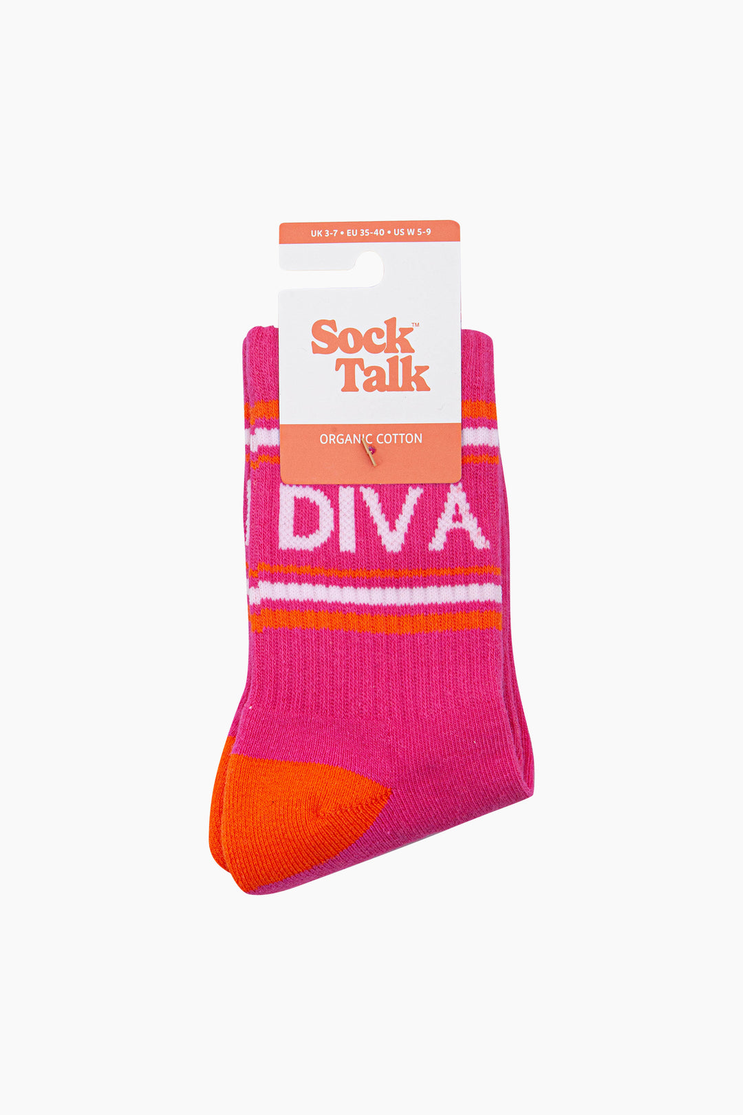 Diva-Organic-Cotton-Sports-Socks-in-Hot-Pink/Orange-In-Packaging