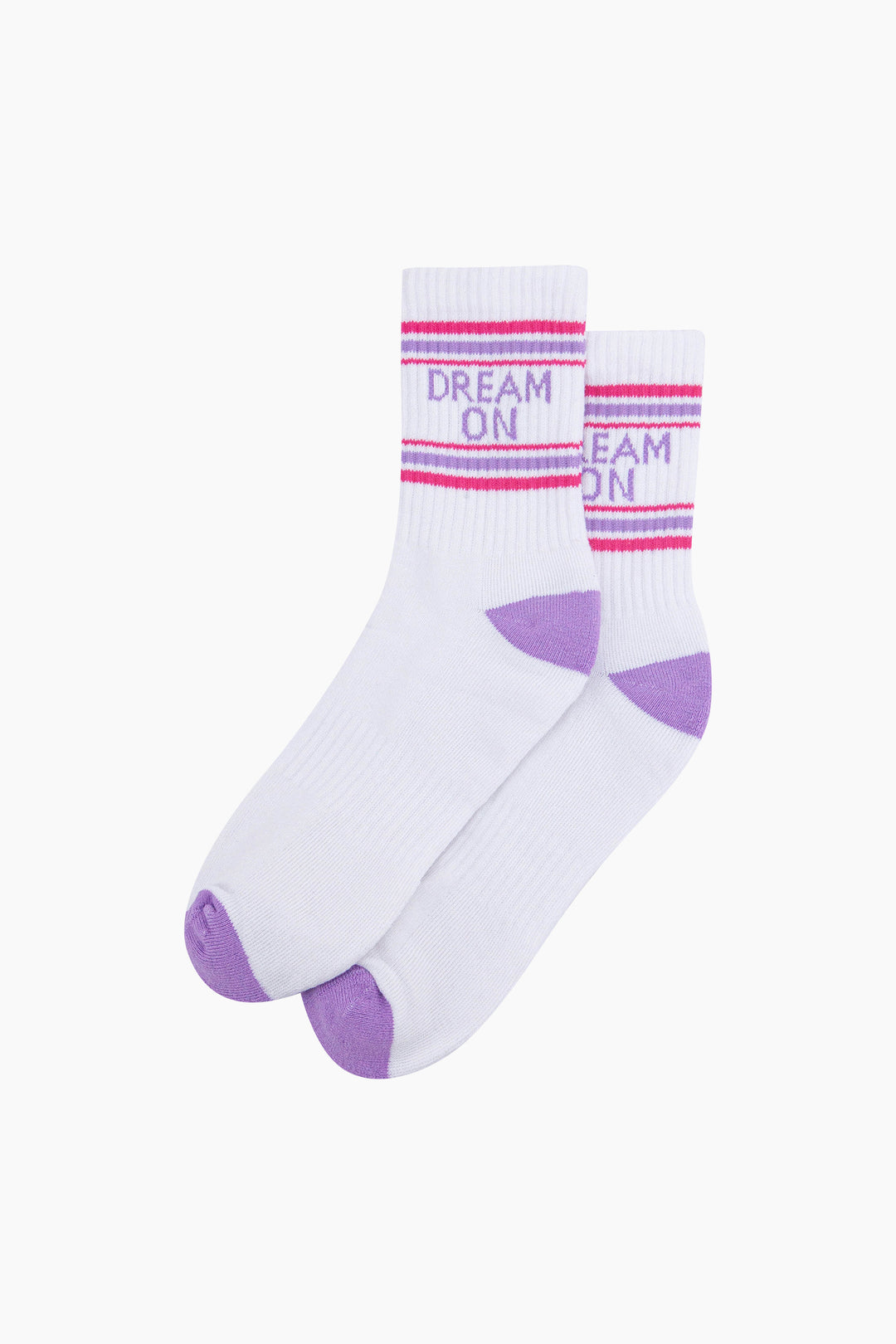 Dream-On-Organic-Cotton-Sports-Socks-in-White/Lilac-Laid-Flat