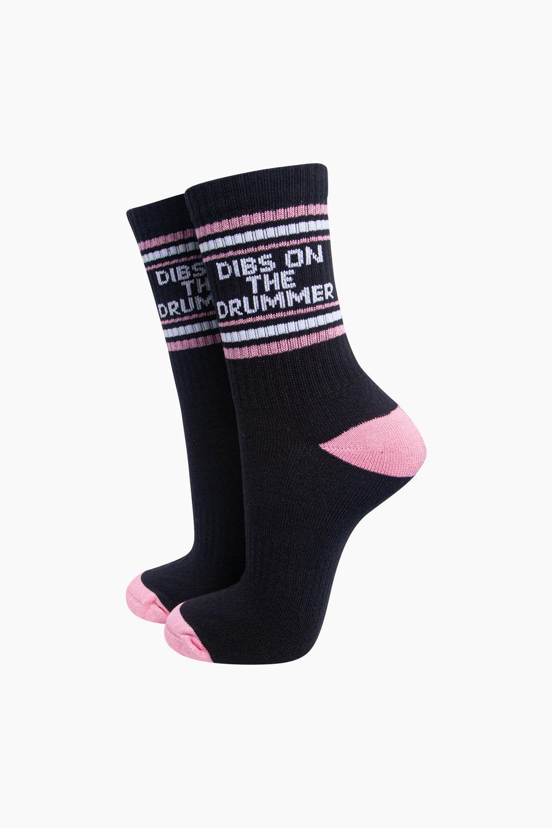 Dibs On The Drummer Organic Cotton Sports Socks in Black/Pink