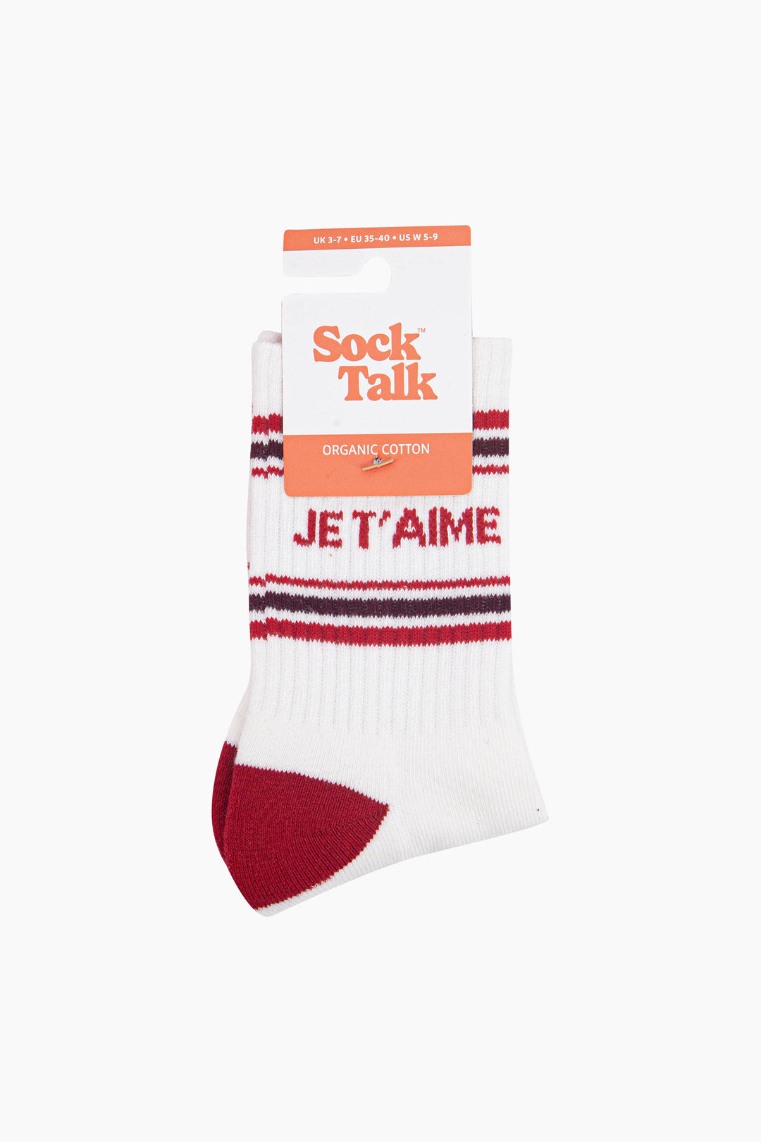 Je-T'aime-Organic-Cotton-Sports-Socks-in-Cream/Red-In-Packaging