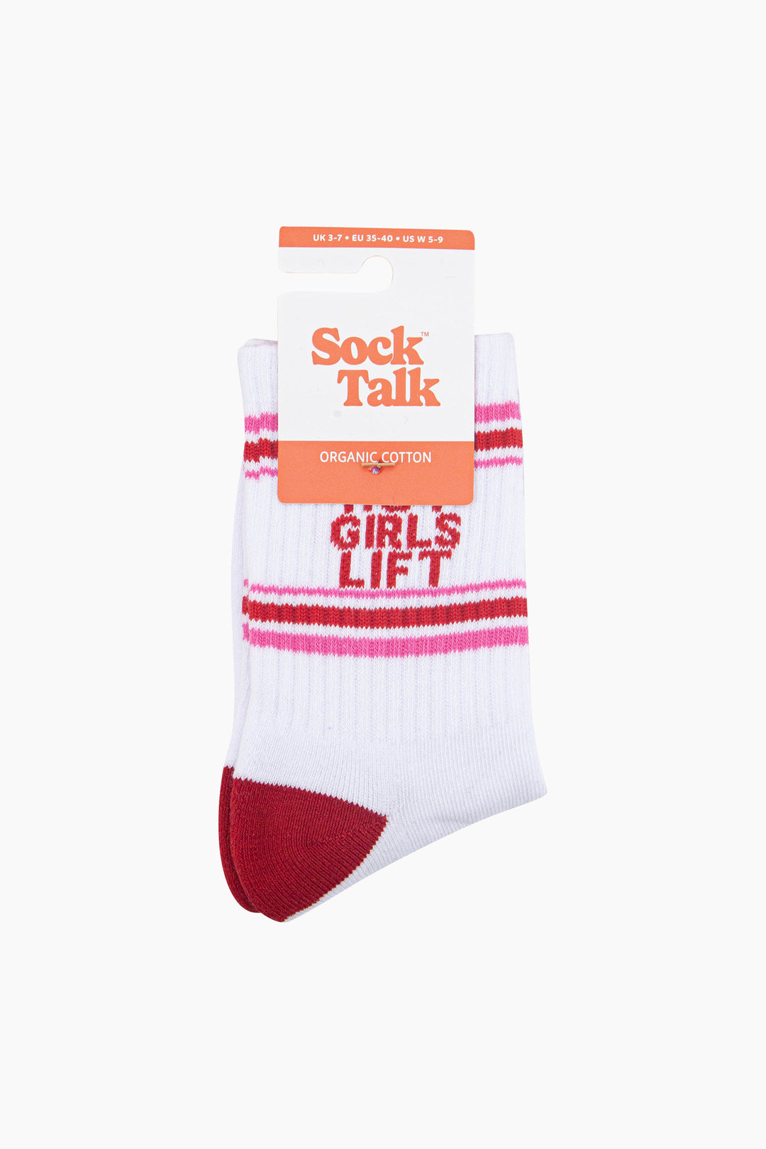 Hot-Girls-Lift-Organic-Cotton-Sports-Socks-in-White/Red-In-Packaging