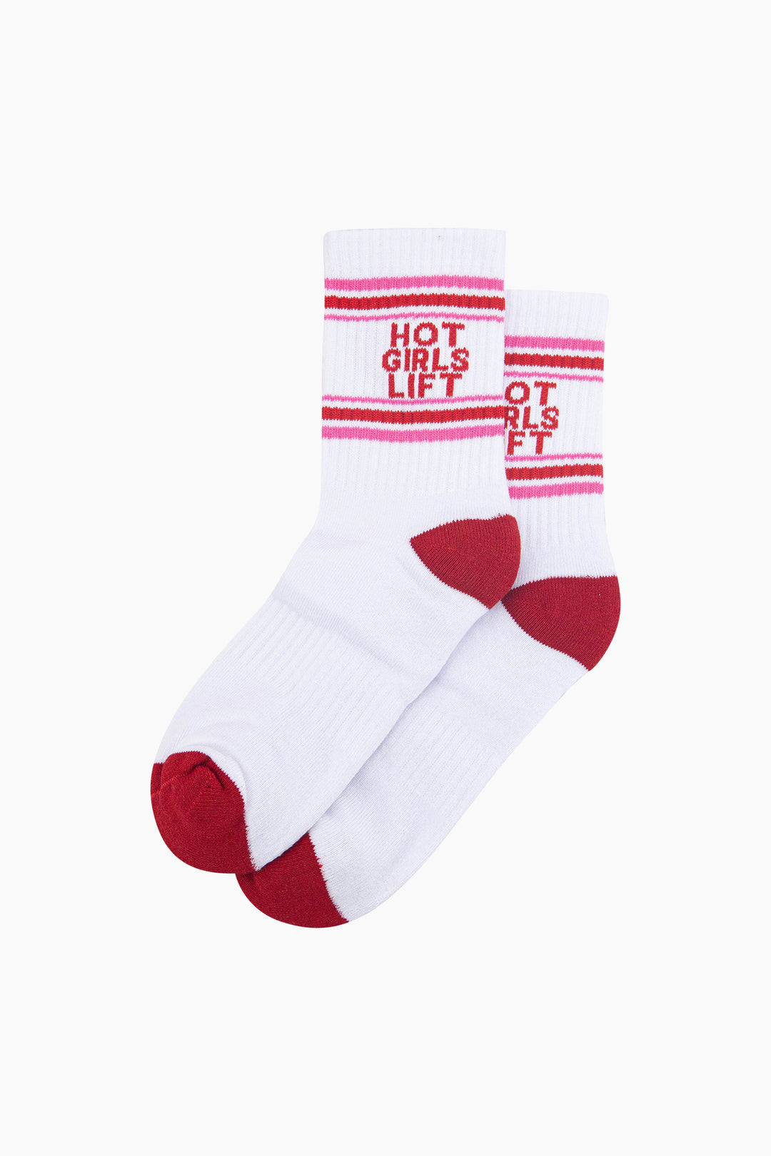Hot-Girls-Lift-Organic-Cotton-Sports-Socks-in-White/Red-Laid-Flat