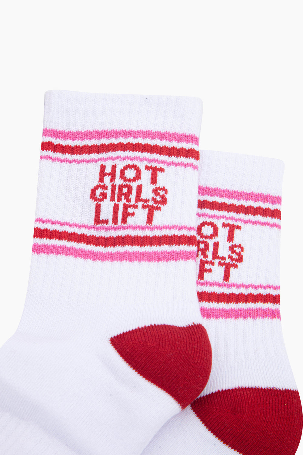 Hot-Girls-Lift-Organic-Cotton-Sports-Socks-in-White/Red-Close-Up