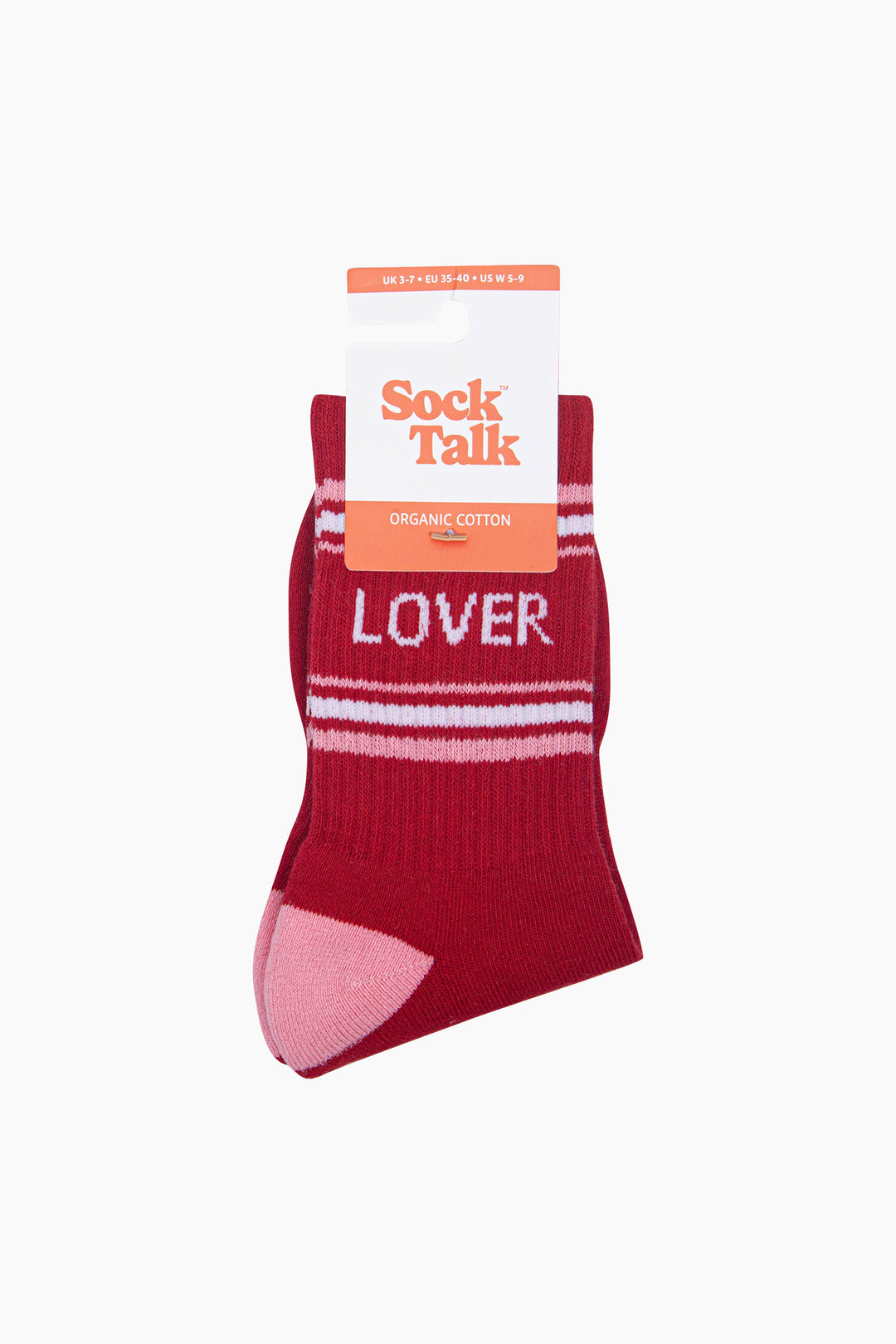 Lover-Organic-Cotton-Sports-Socks-in-Red/Pink-In-Packaging