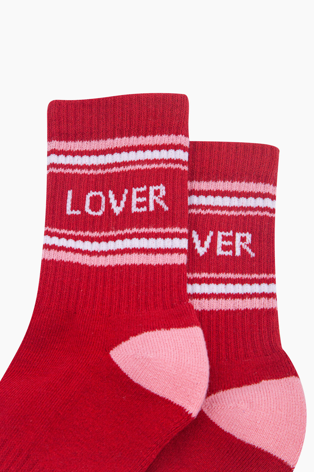 Lover-Organic-Cotton-Sports-Socks-in-Red/Pink-Close-Up