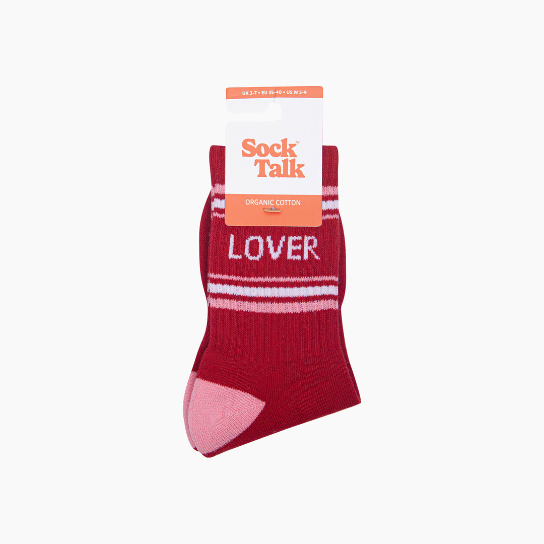 Lover-Organic-Cotton-Sports-Socks-in-Red/Pink-In-Packaging