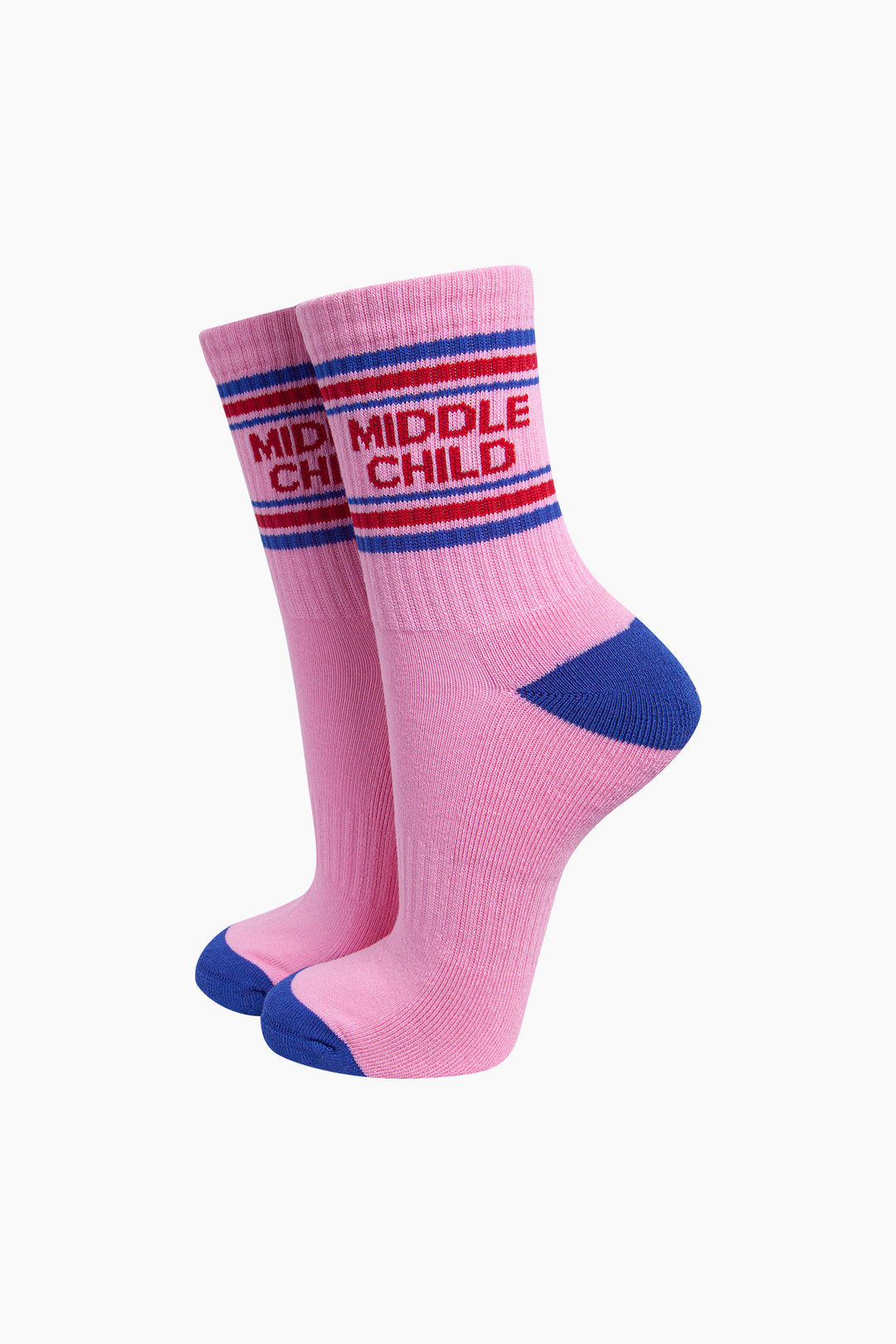 Middle-Child-Organic-Cotton-Sports-Socks-in-Pink/Royal-Blue-On-Mannequin