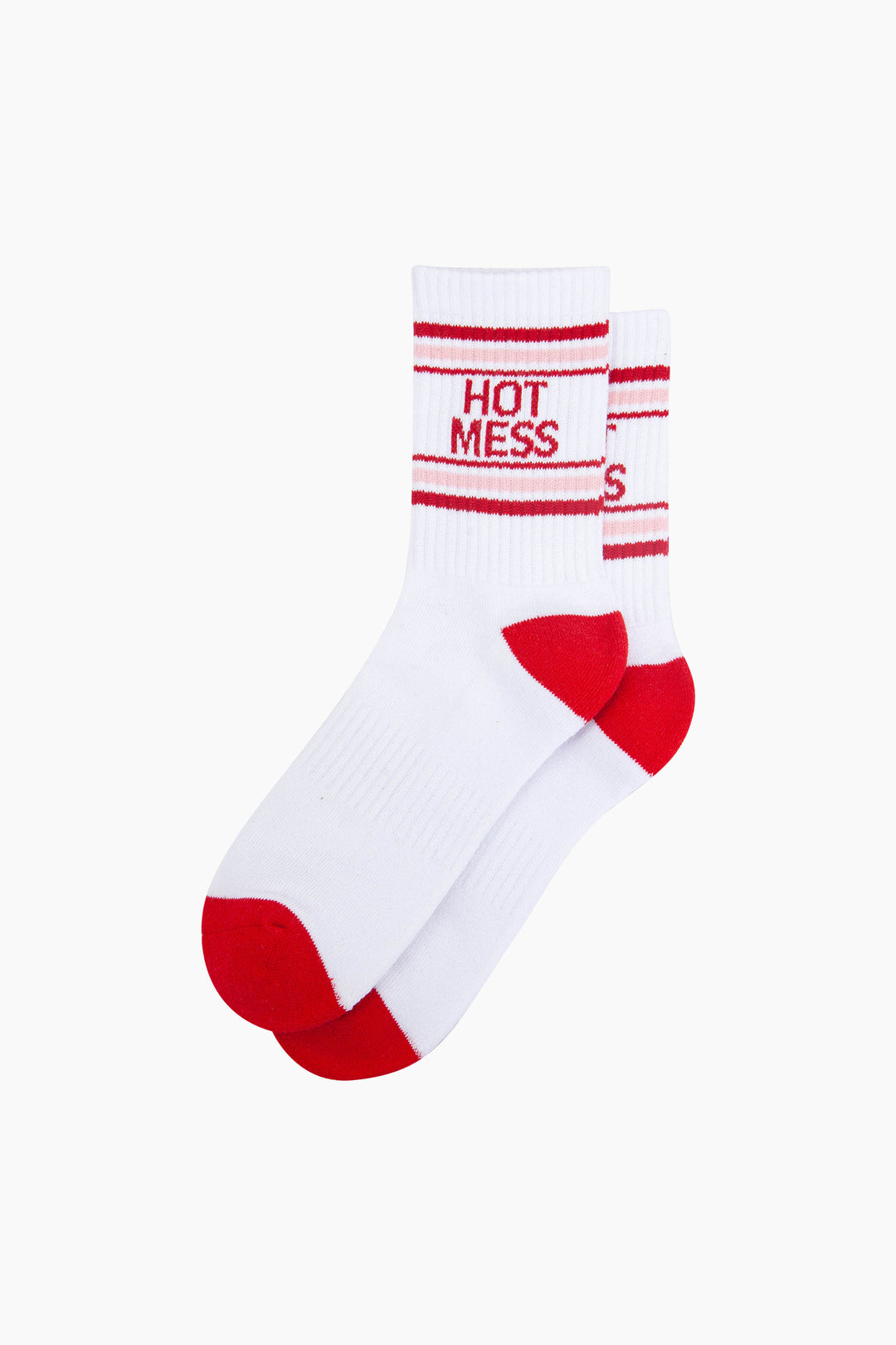 Hot-Mess-Organic-Cotton-Sports-Socks-in-White-Lying-Flat