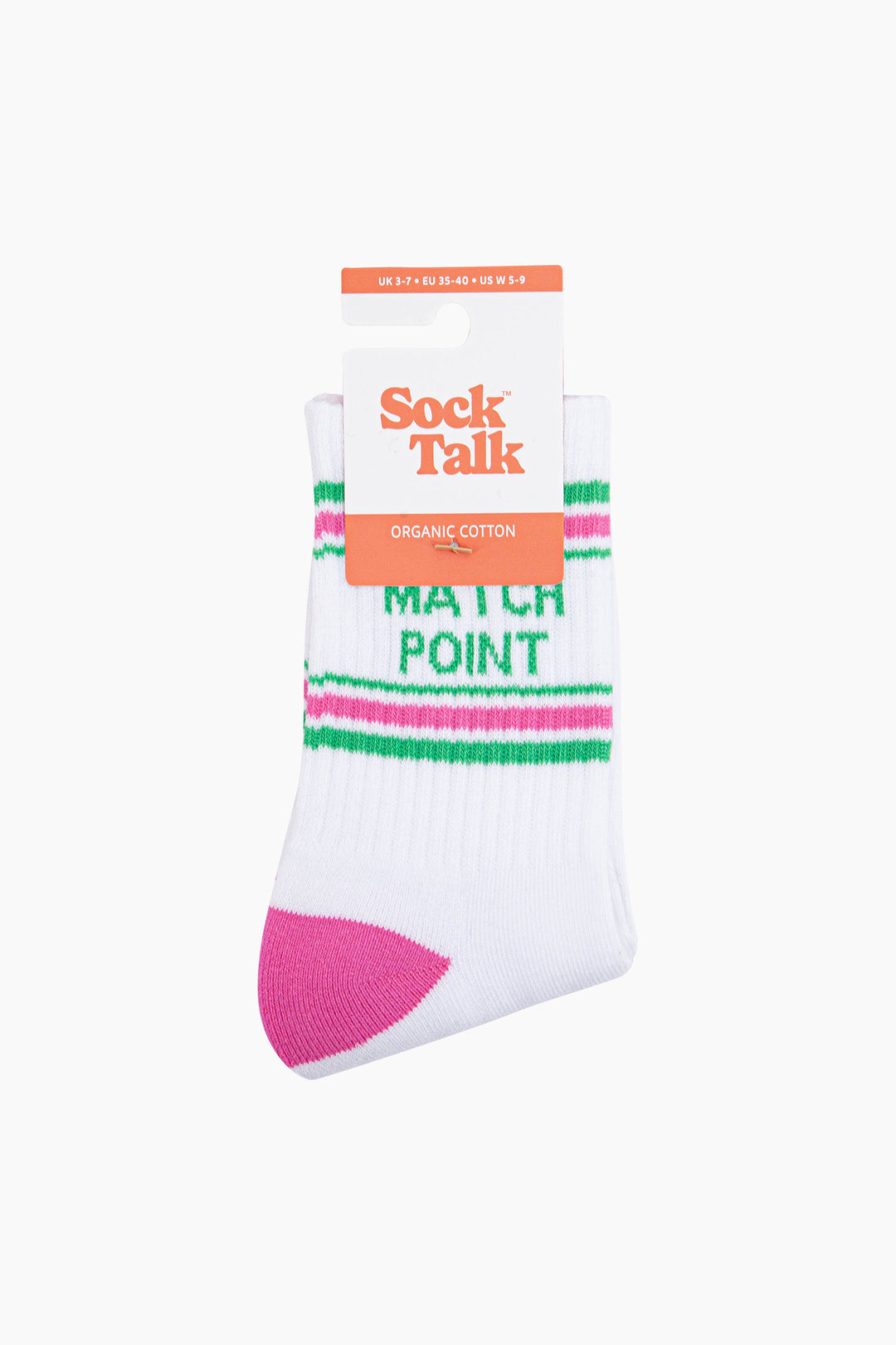 Match-Point-Organic-Cotton-Sports-Socks-in-White/Hot-Pink-In-Packaging