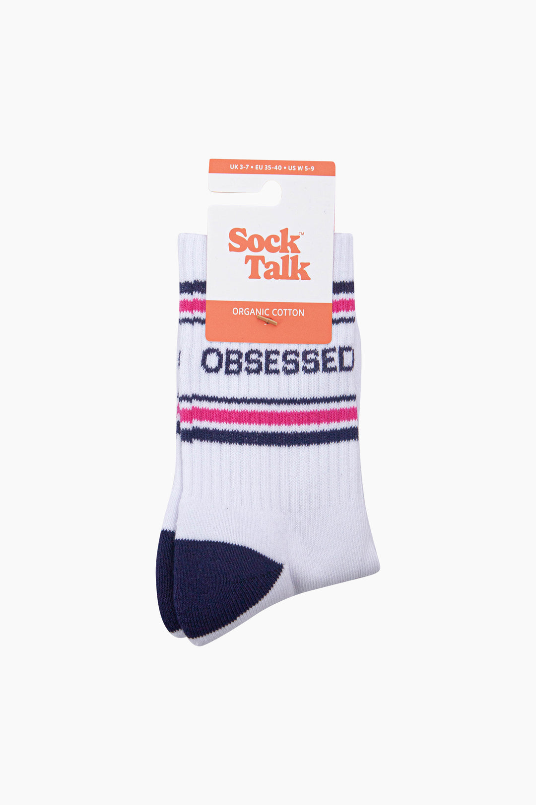 Obsessed-Organic-Cotton-Sports-Socks-in-White/Navy-Blue-In-Packaging