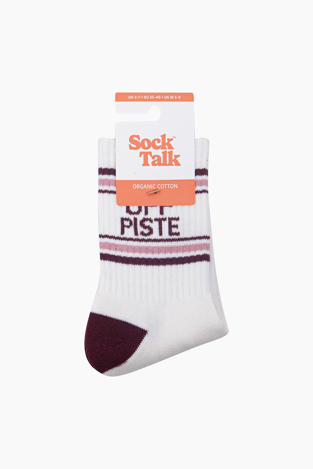 Off-Piste-Organic-Cotton-Sports-Socks-in-Cream/Burgundy-In-Packaging