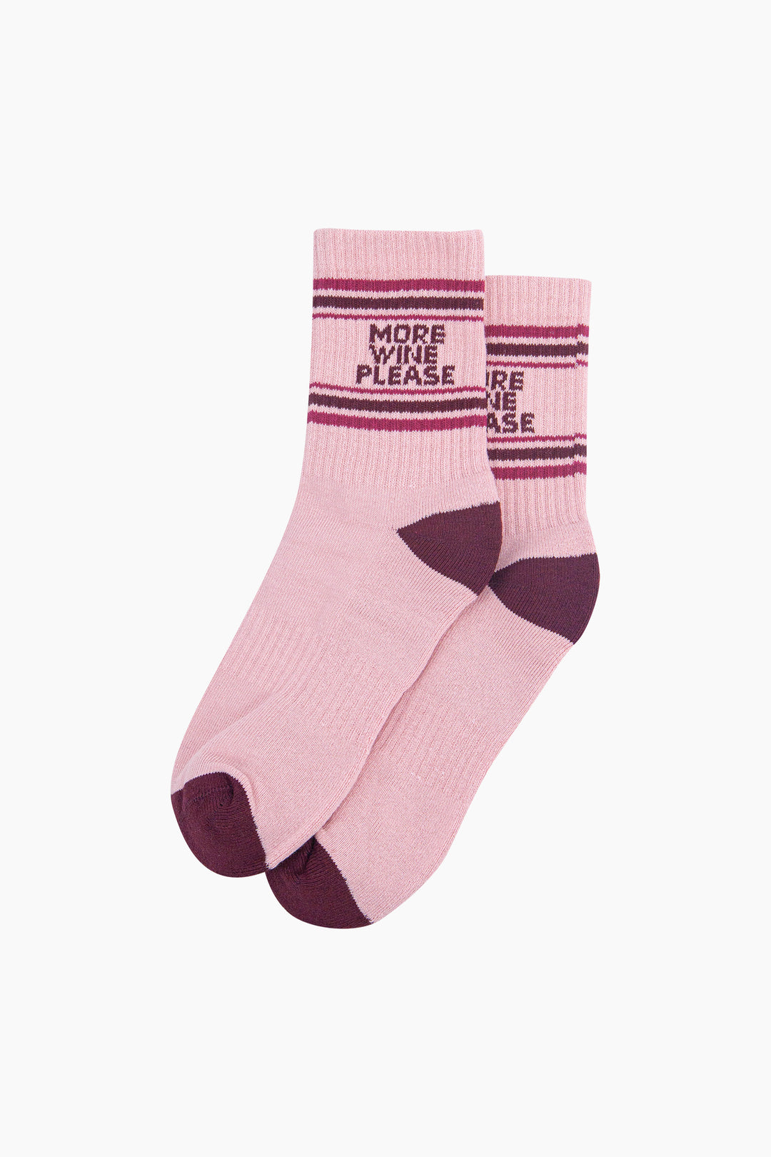 More-Wine-Please-Organic-Cotton-Sports-Socks-in-Soft-Pink/Burgundy-Laid-Flat
