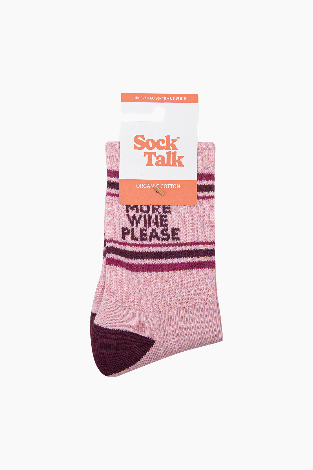 More-Wine-Please-Organic-Cotton-Sports-Socks-in-Soft-Pink/Burgundy-In-Packaging