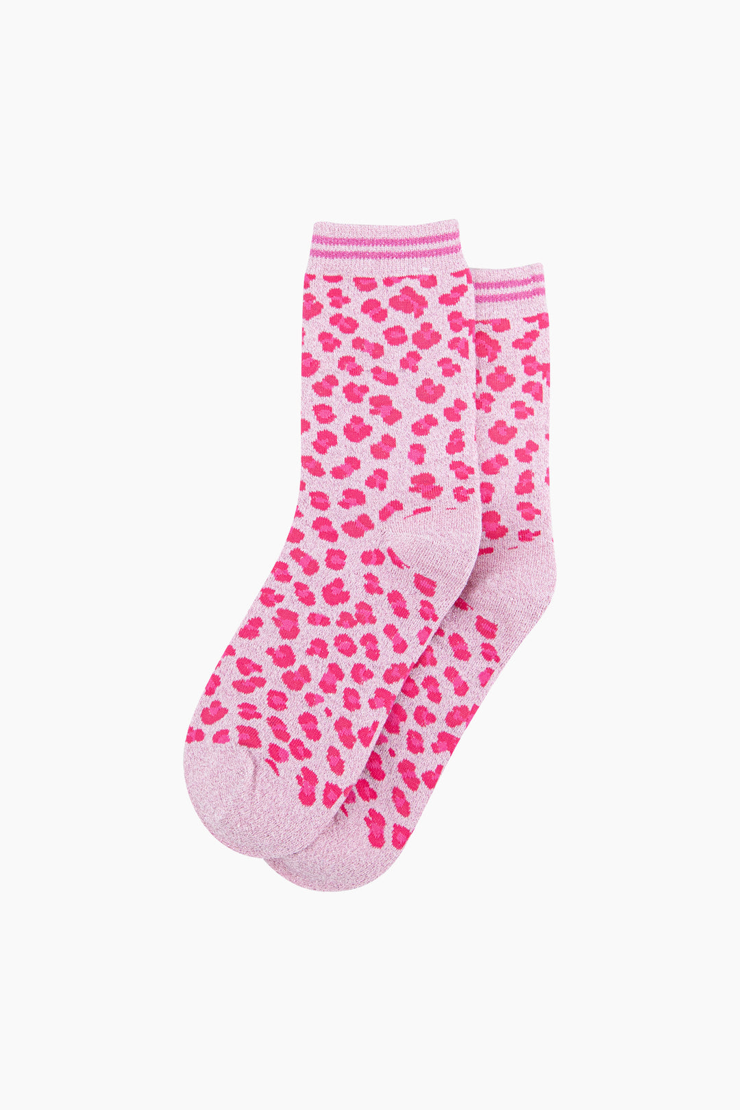 Leopard-Print-Combed-Cotton-Glitter-Socks-in-Pink-Lying-Flat