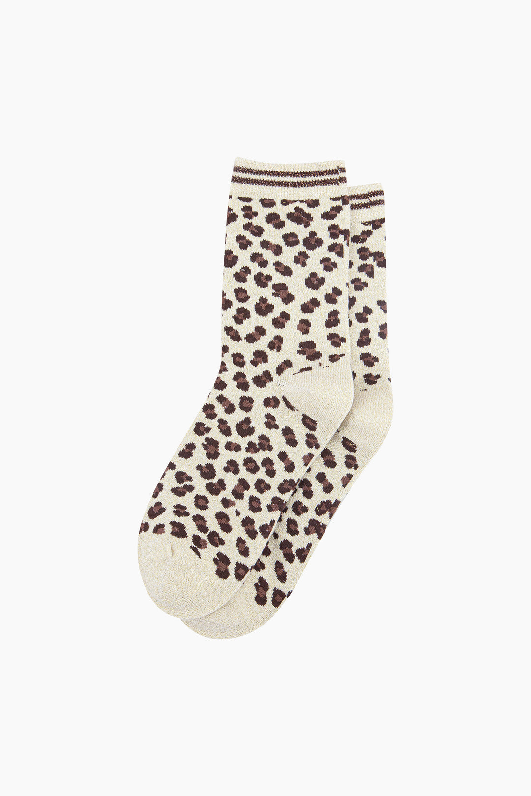 Leopard-Print-Combed-Cotton-Glitter-Socks-in-Cream-Lying-Flat