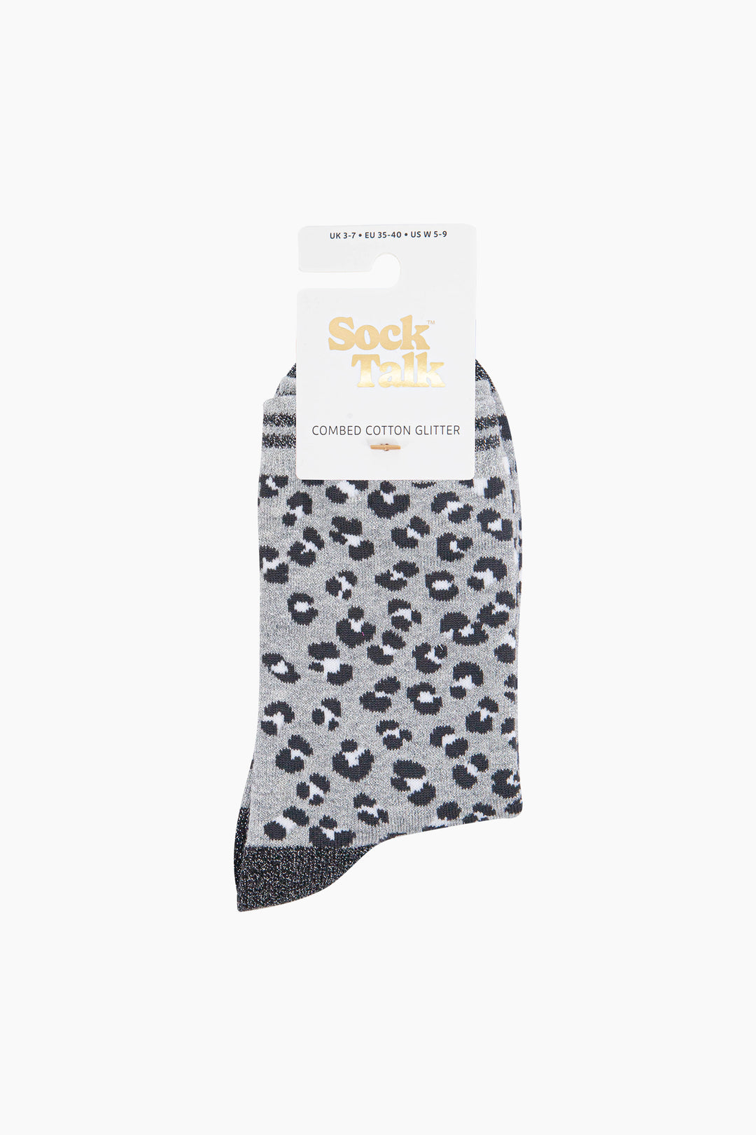 Leopard-Print-Combed-Cotton-Glitter-Socks-in-Grey-In-Packaging