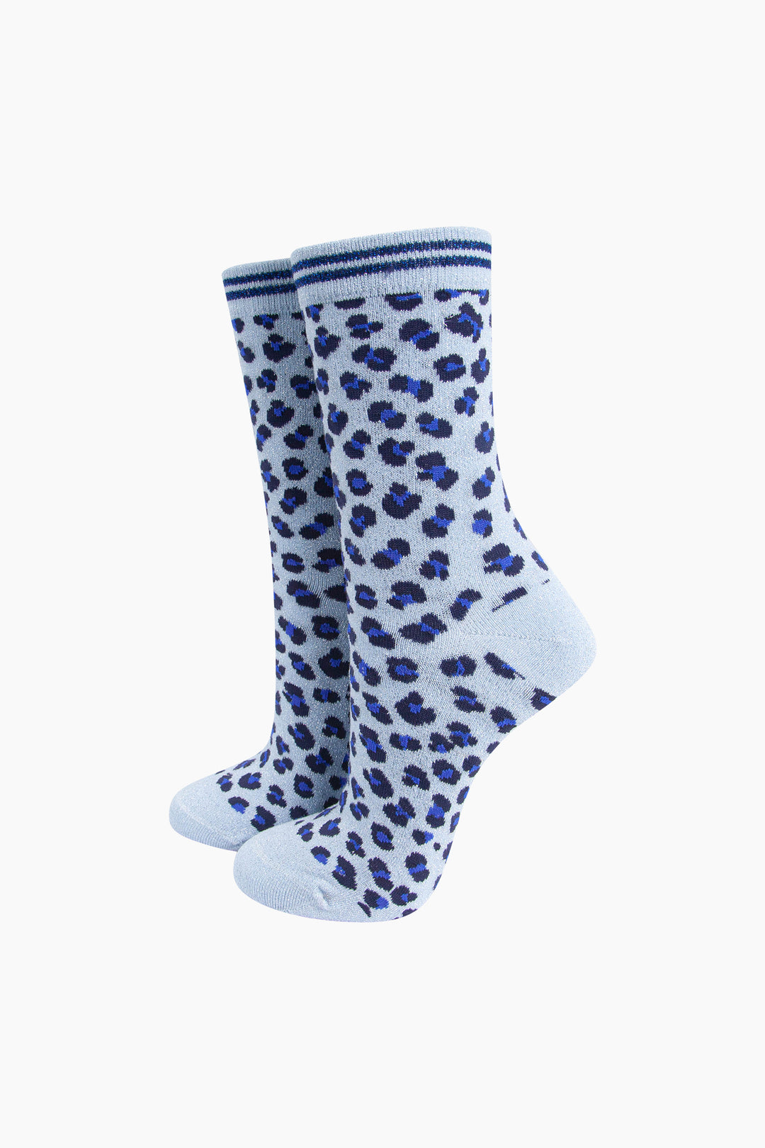 Leopard-Print-Combed-Cotton-Glitter-Socks-in-Blue-Mannequin