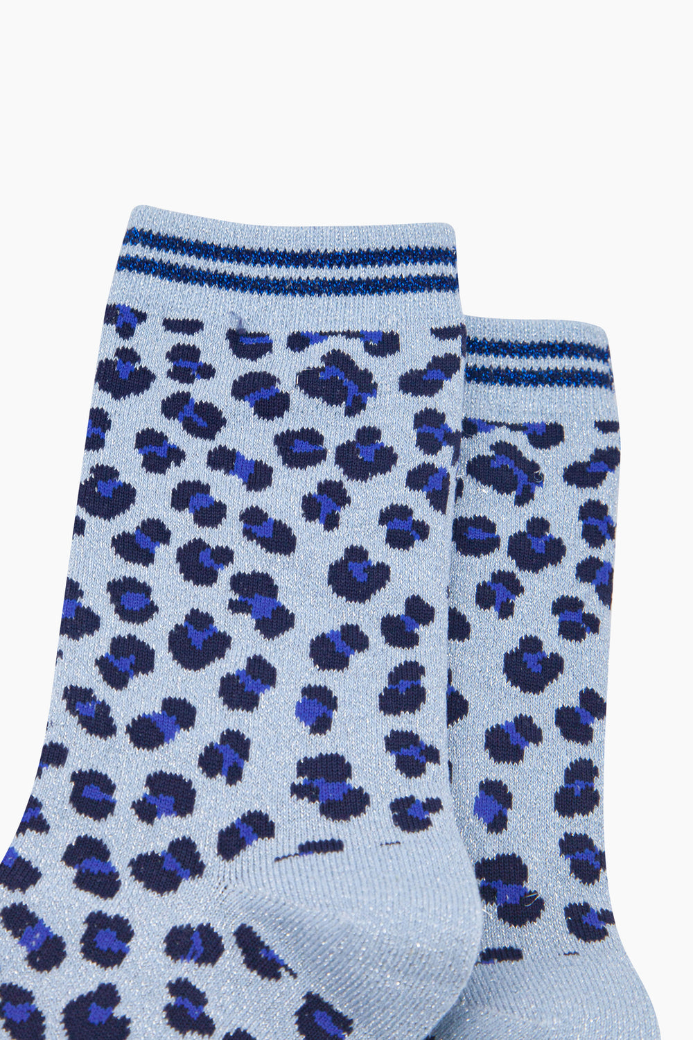 Leopard-Print-Combed-Cotton-Glitter-Socks-in-Blue-Closeup