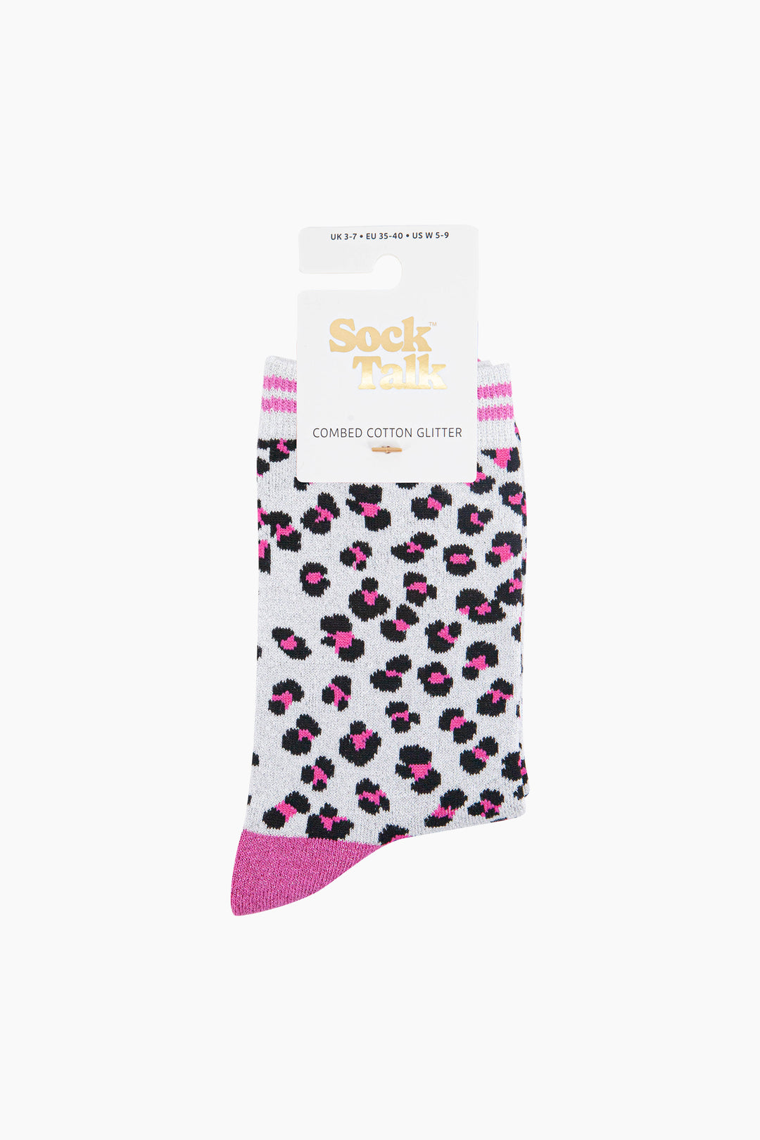 Leopard-Print-Combed-Cotton-Glitter-Socks-in-White-Pink-In-Packaging