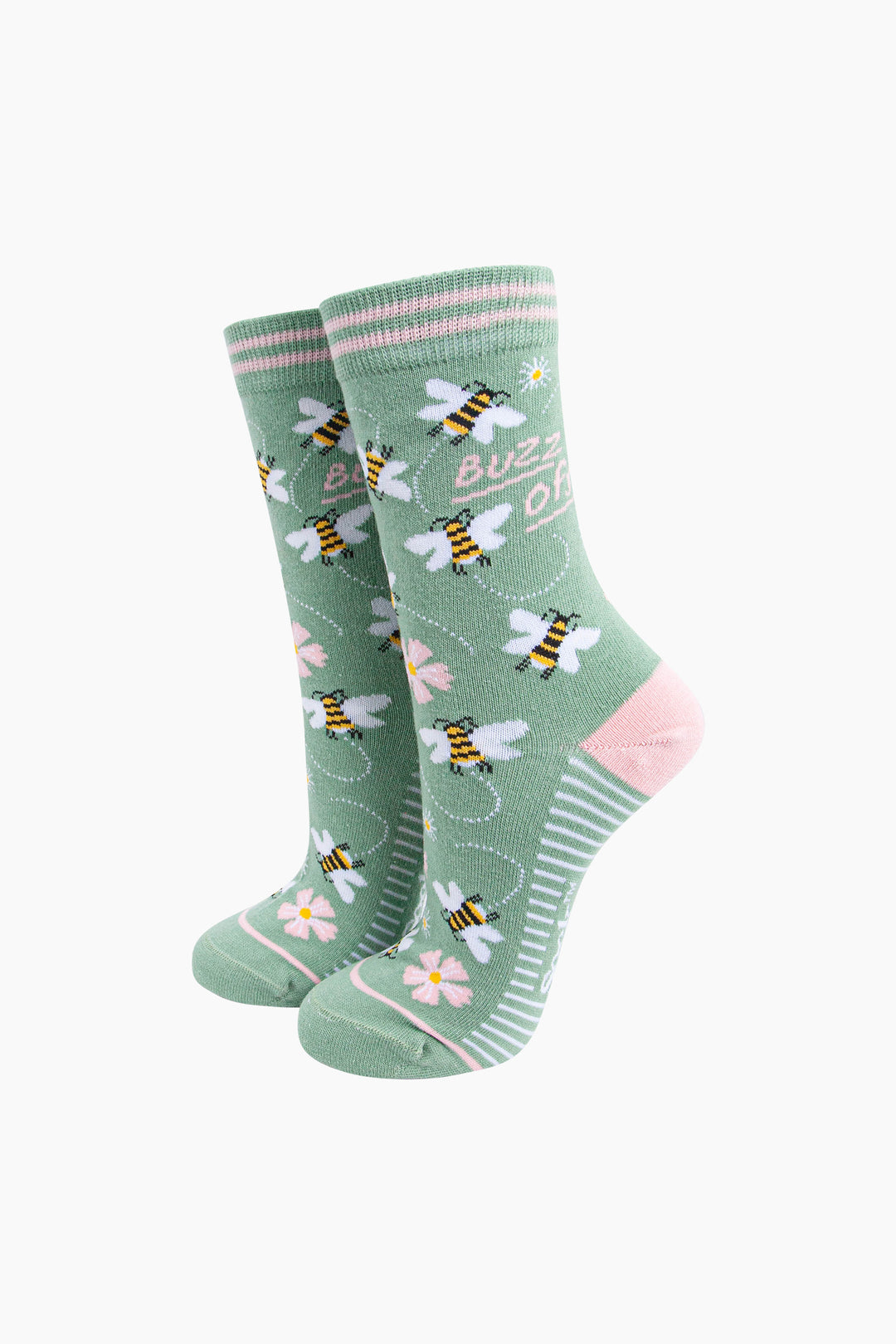 Buzz-Off-Bee-Combed-Cotton-Socks-in-Sage-Green-Mannequin