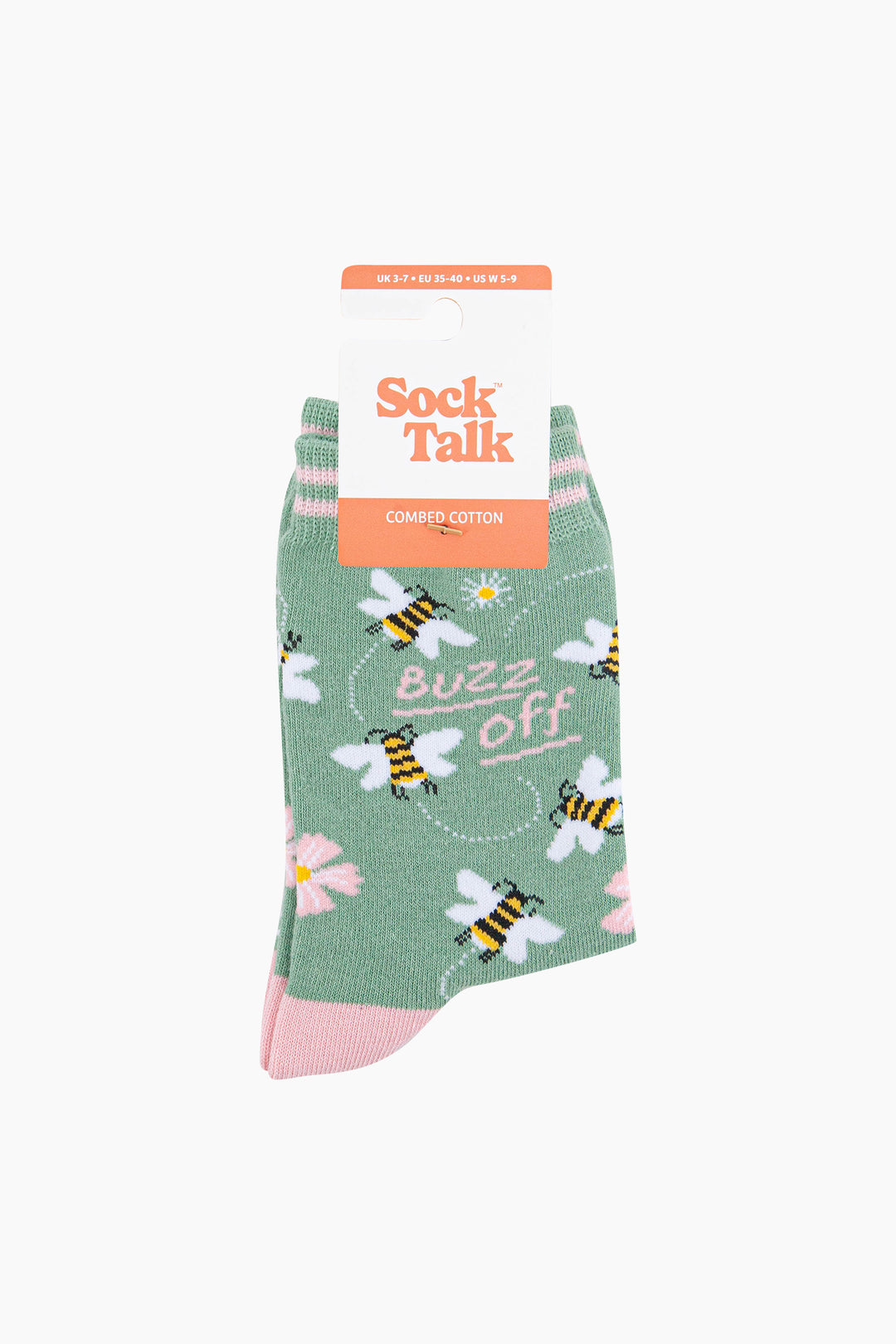 Buzz-Off-Bee-Combed-Cotton-Socks-in-Sage-Green-In-Packaging