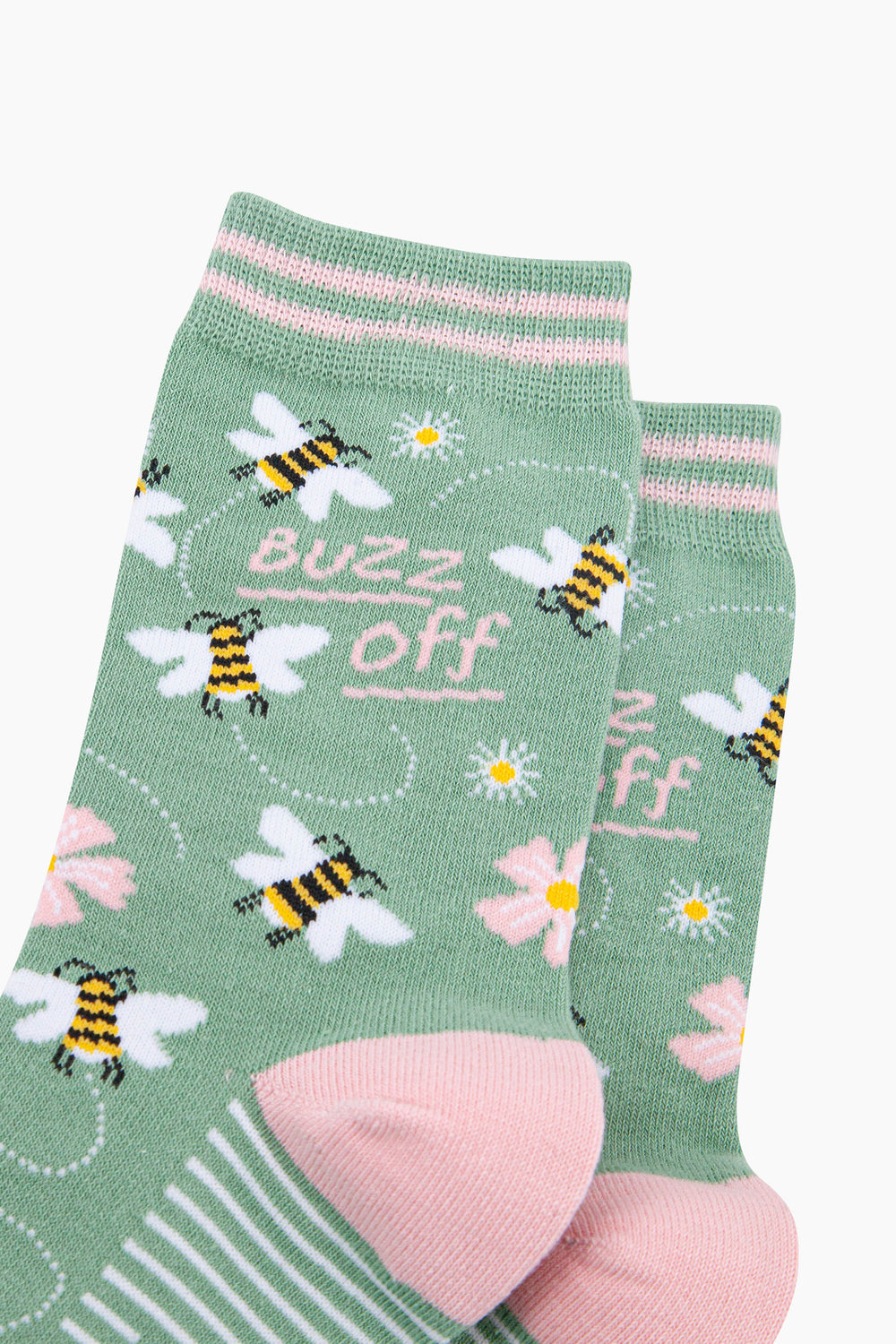 Buzz-Off-Bee-Combed-Cotton-Socks-in-Sage-Green-Closeup