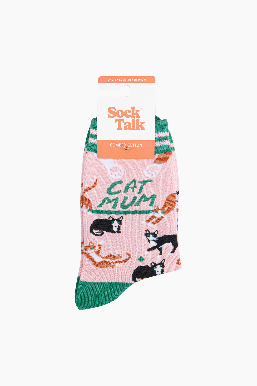 Cat-Mum-Combed-Cotton-Socks-in-Pink-In-Packaging