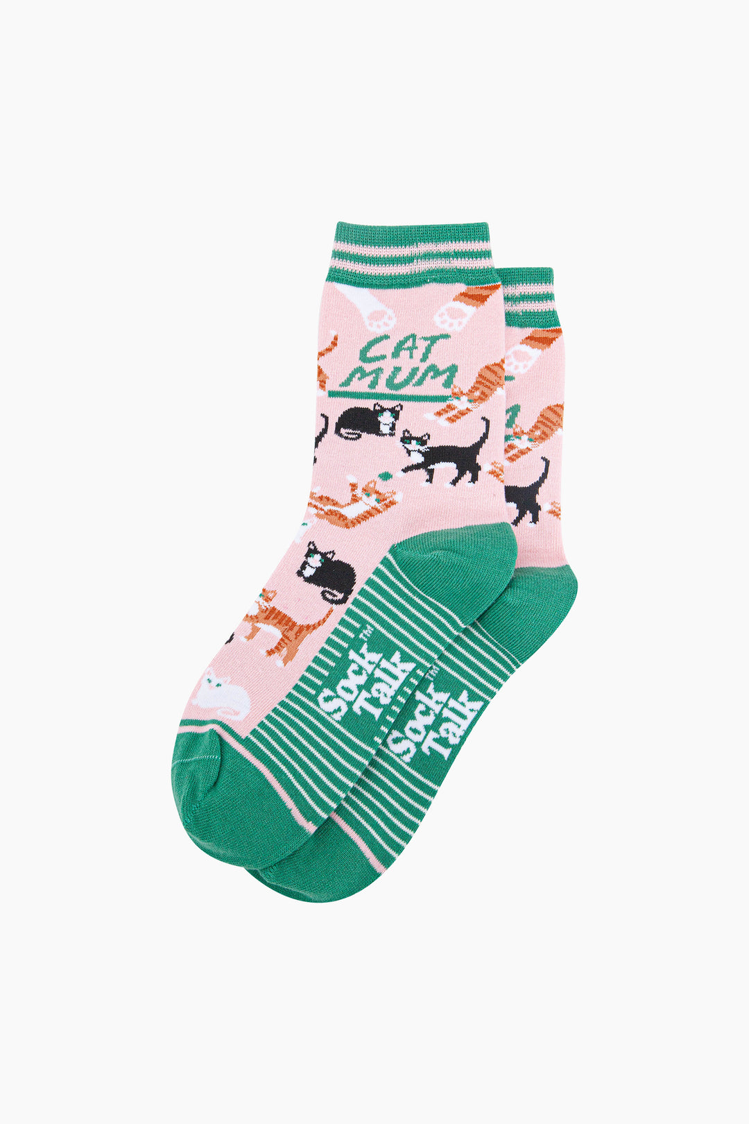 Cat-Mum-Combed-Cotton-Socks-in-Pink-Lying-Flat
