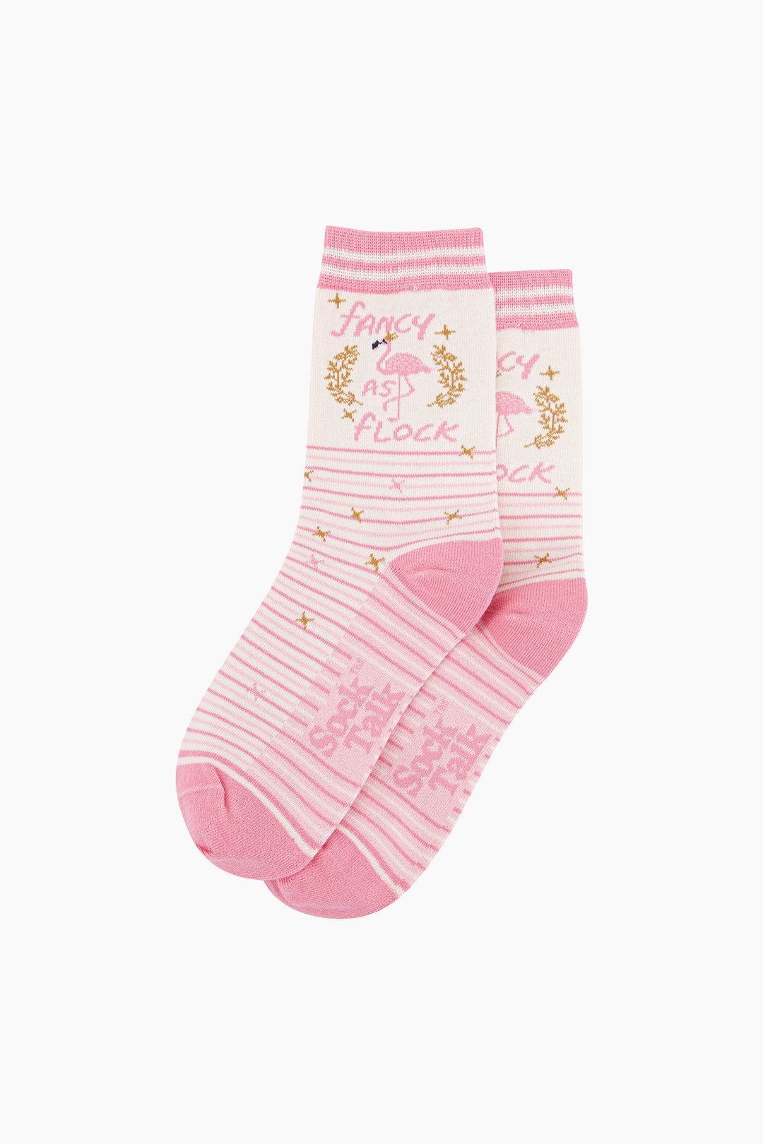 Fancy-As-Flock-Flamingo-Combed-Cotton-Socks-in-Pink-Lying-Flat