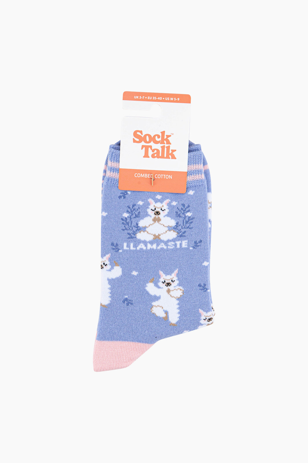 Llamaste-Combed-Cotton-Socks-in-Blue-In-Packaging