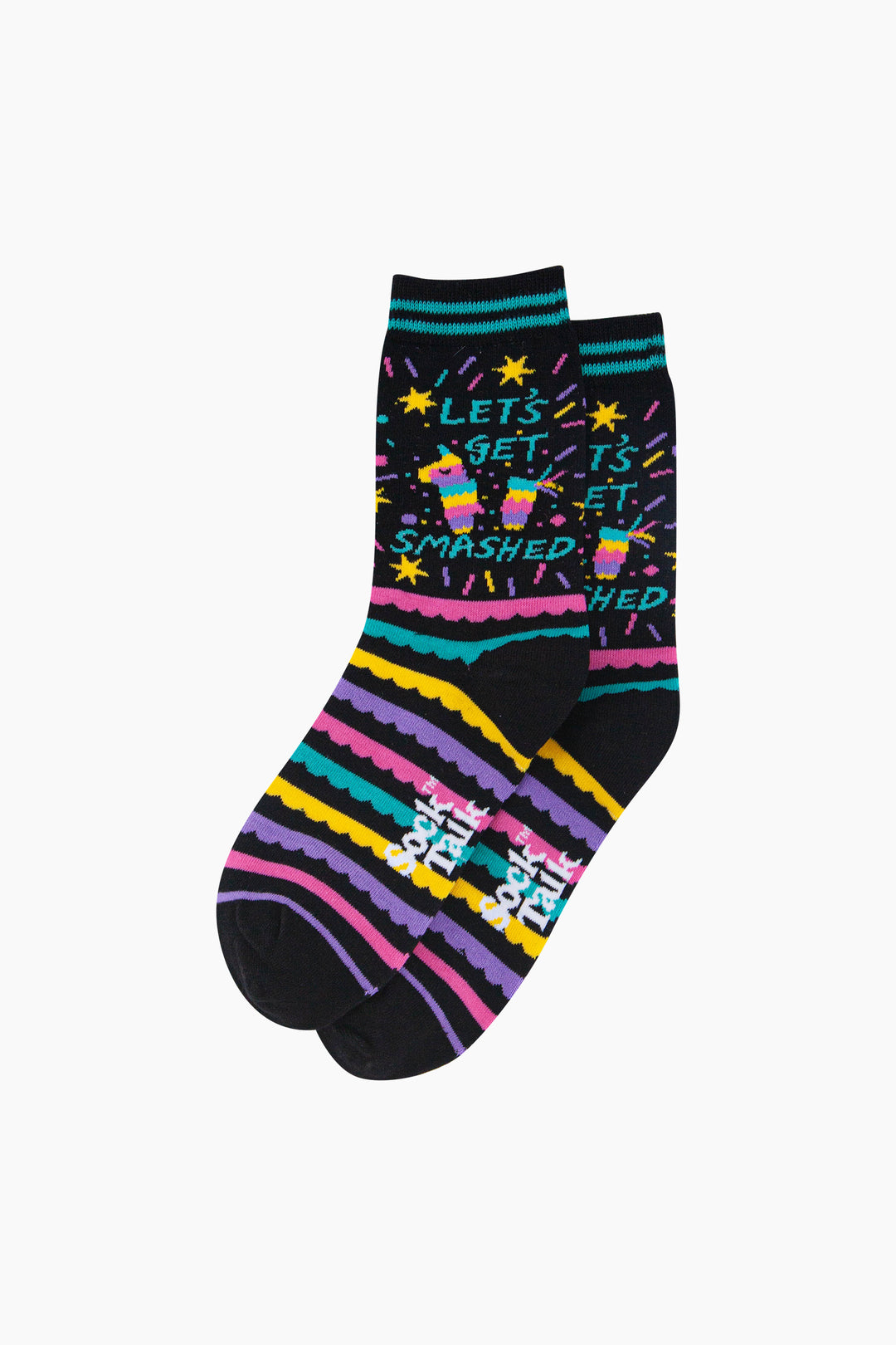 Pinata-Get-Smashed-Combed-Cotton-Socks-in-Black-Lying-Flat