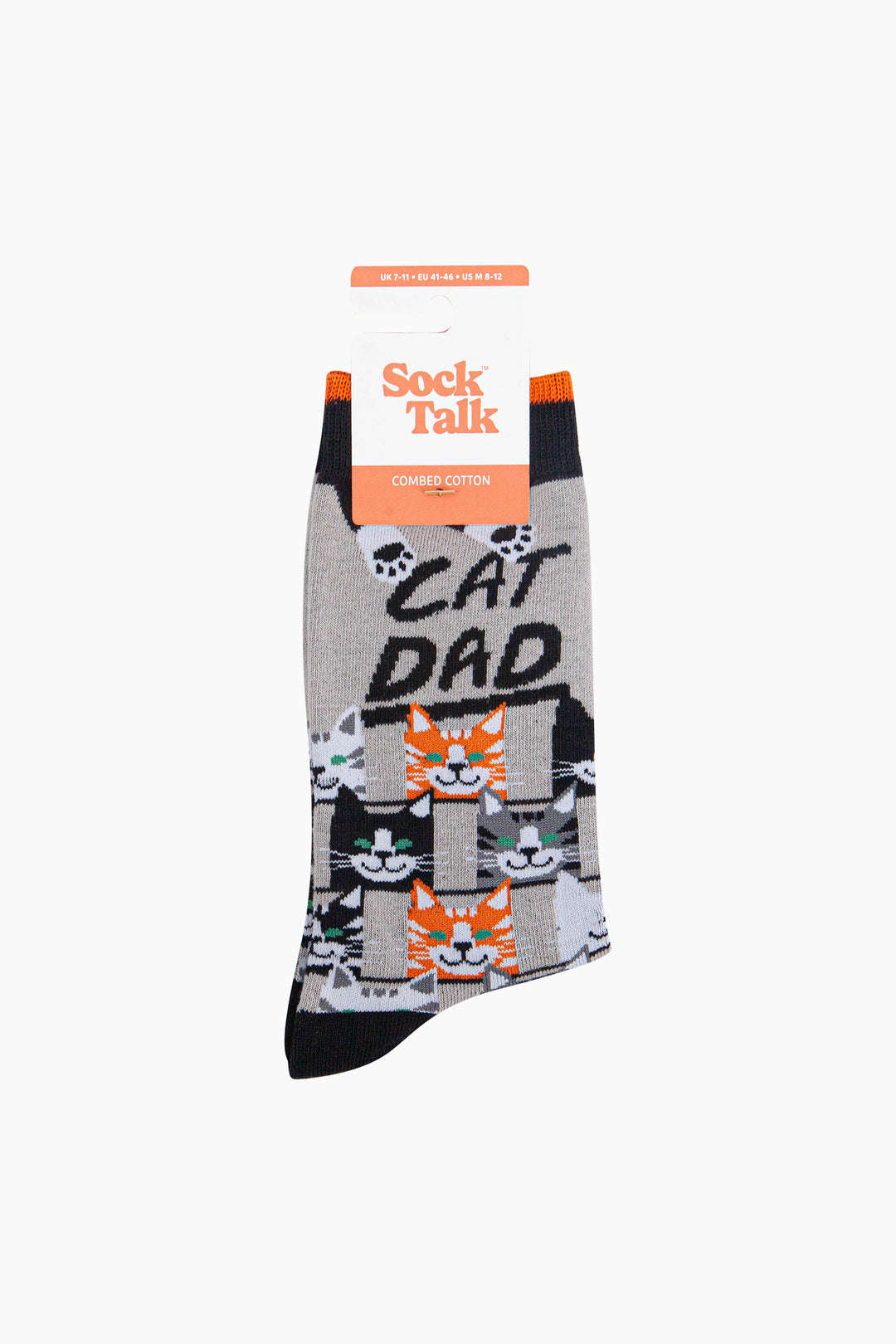 Cat-Dad-Combed-Cotton-Novelty-Socks-in-Grey-Black-In-Packaging