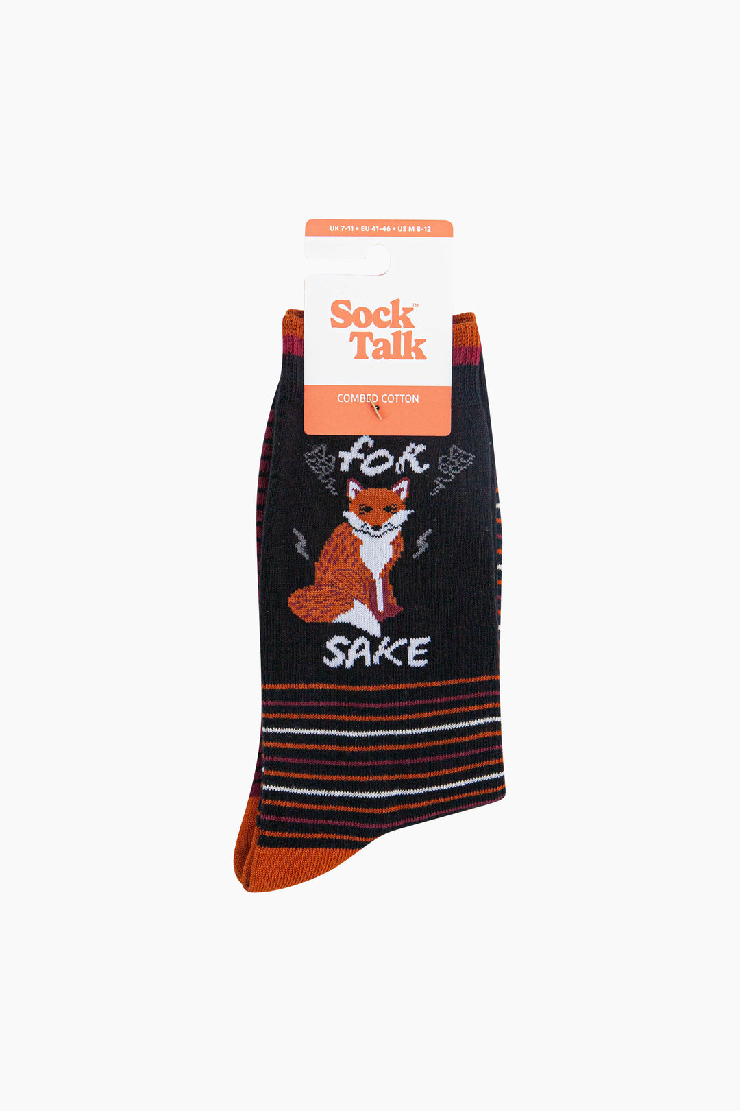 For-Fox-Sake-Combed-Cotton-Novelty-Socks-in-Black-In-Packaging