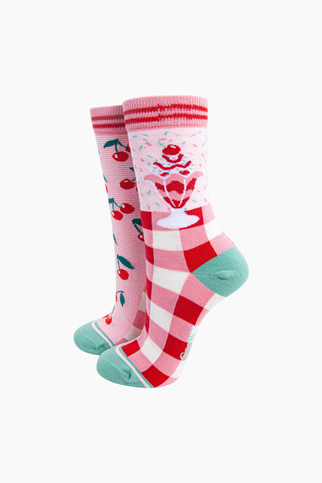Cherry-Ice-Cream-Sundae-Combed-Cotton-Odd-Socks-in-Pink-Mannequin