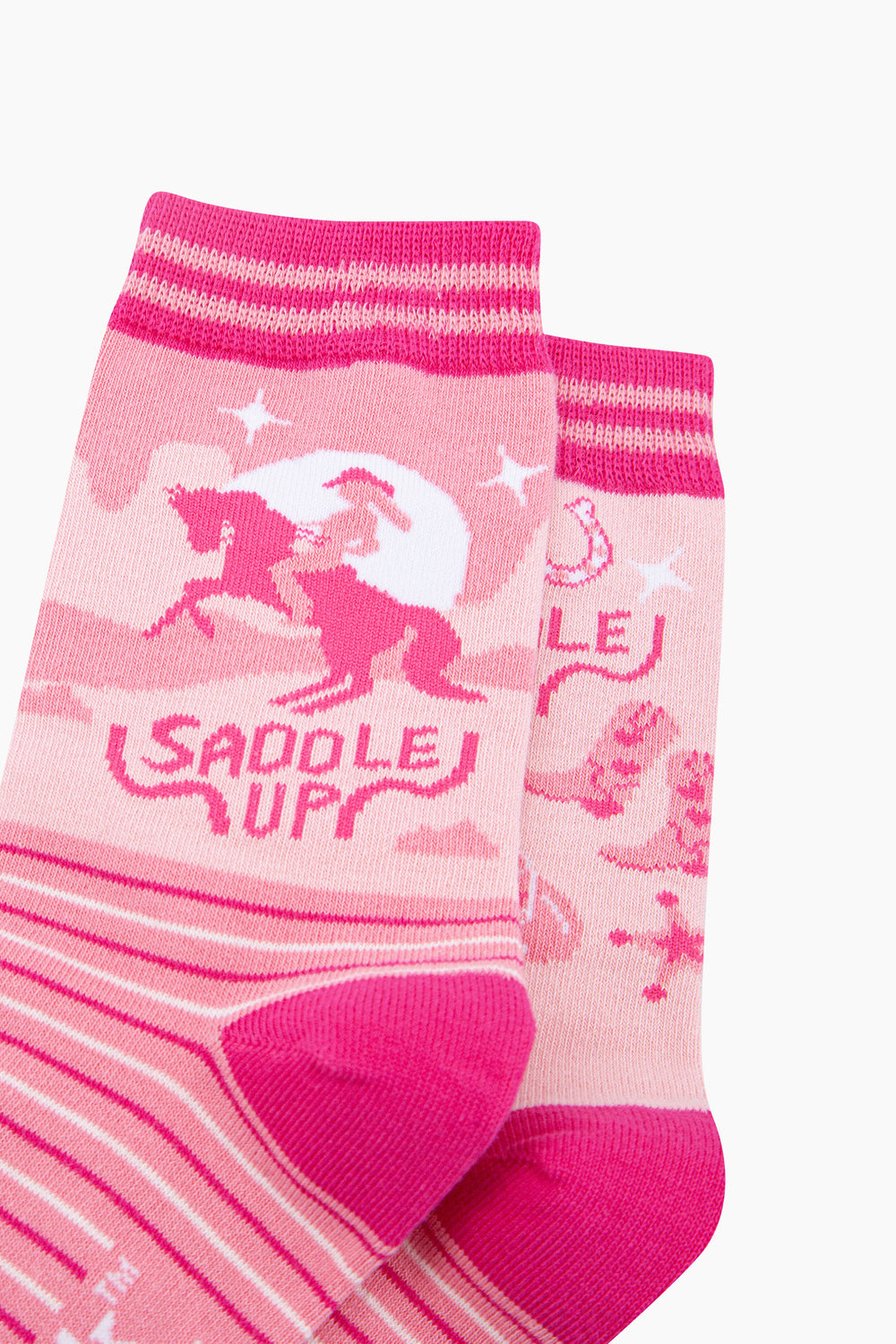 Saddle-Up-Horse-Combed-Cotton-Odd-Socks-in-Pink-Closeup