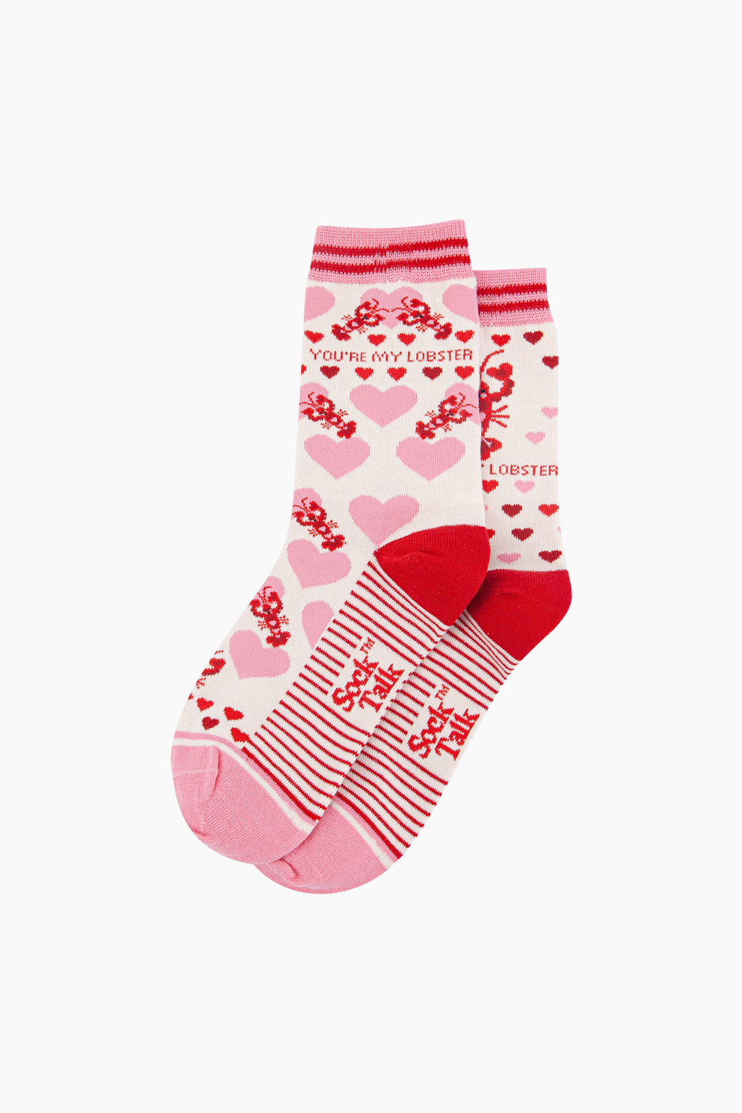 You're-My-Lobster-Combed-Cotton-Off-Socks-in-Pink-Lying-Flat