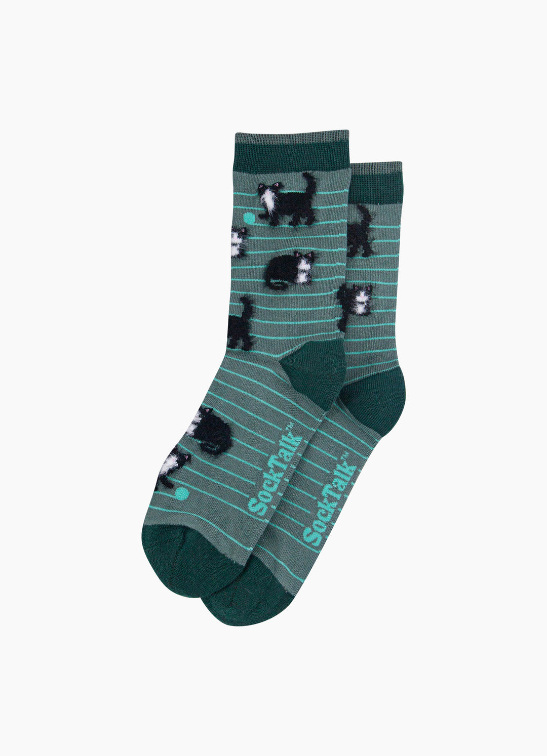 Green-Cat-Women's-Fluffy-Bamboo-Socks-Laid-Flat