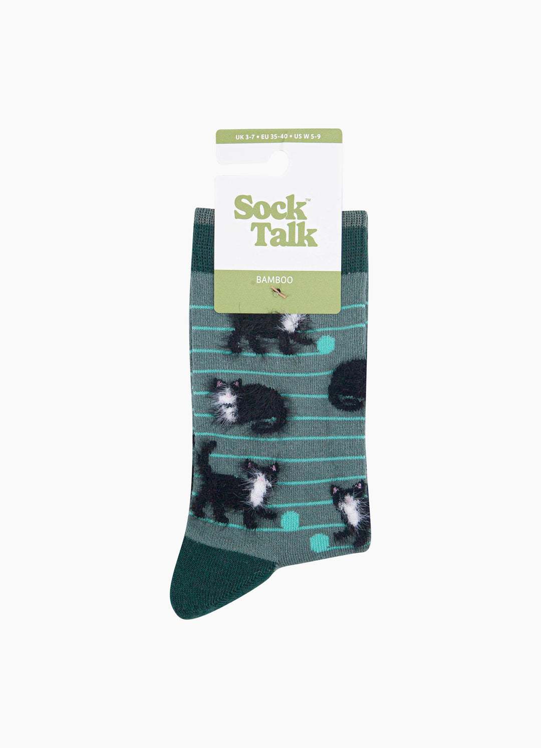 Green-Cat-Women's-Fluffy-Bamboo-Socks-In-Packaging