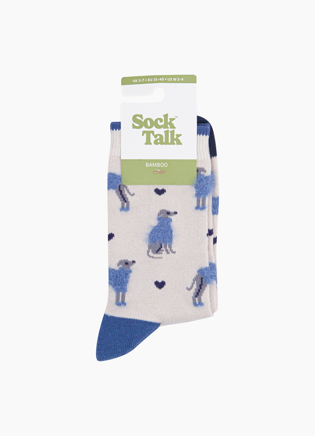 Greyhound-Bamboo-Fluffy-Socks-in-Cream-In-Packaging