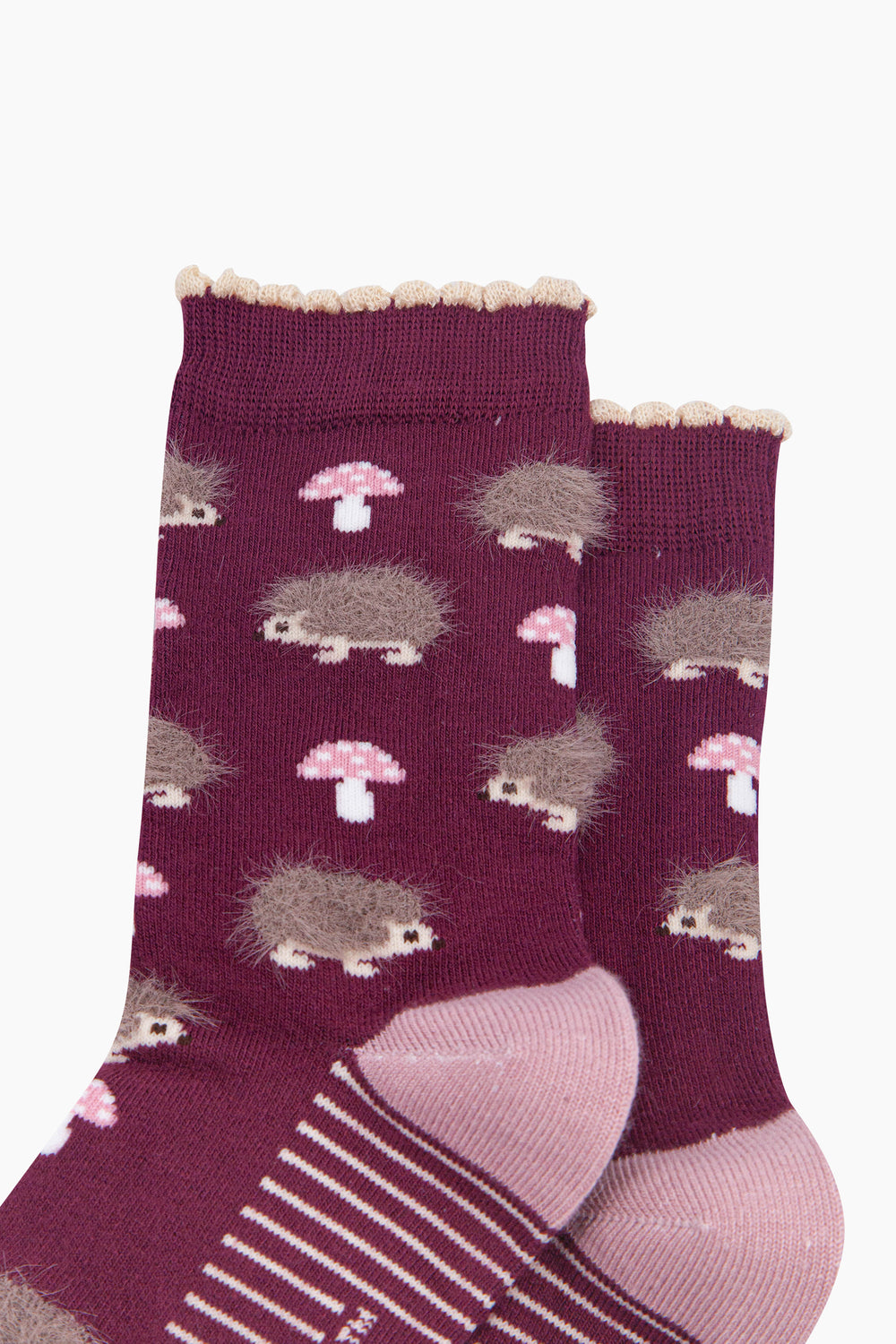 Berry-Hedgehog-Women's-Fluffy-Bamboo-Socks-Close-Up