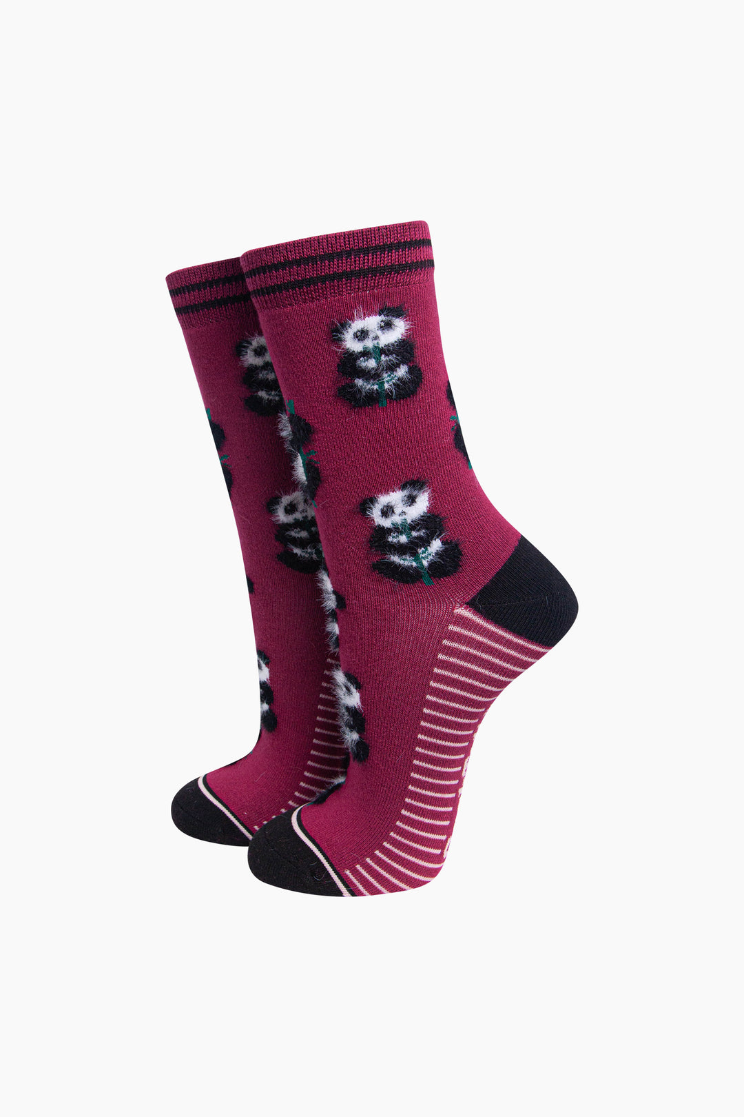 Berry-Panda-Women's-Fluffy-Bamboo-Socks-On-Mannequin
