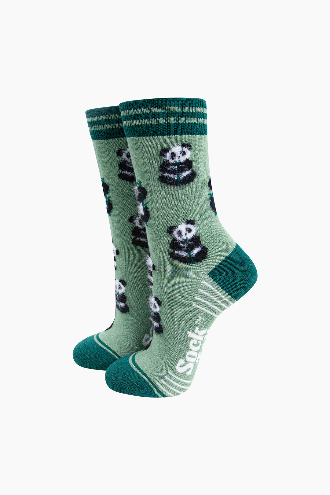 Panda-Fluffy-Bamboo-Socks-in-Green-Mannequin