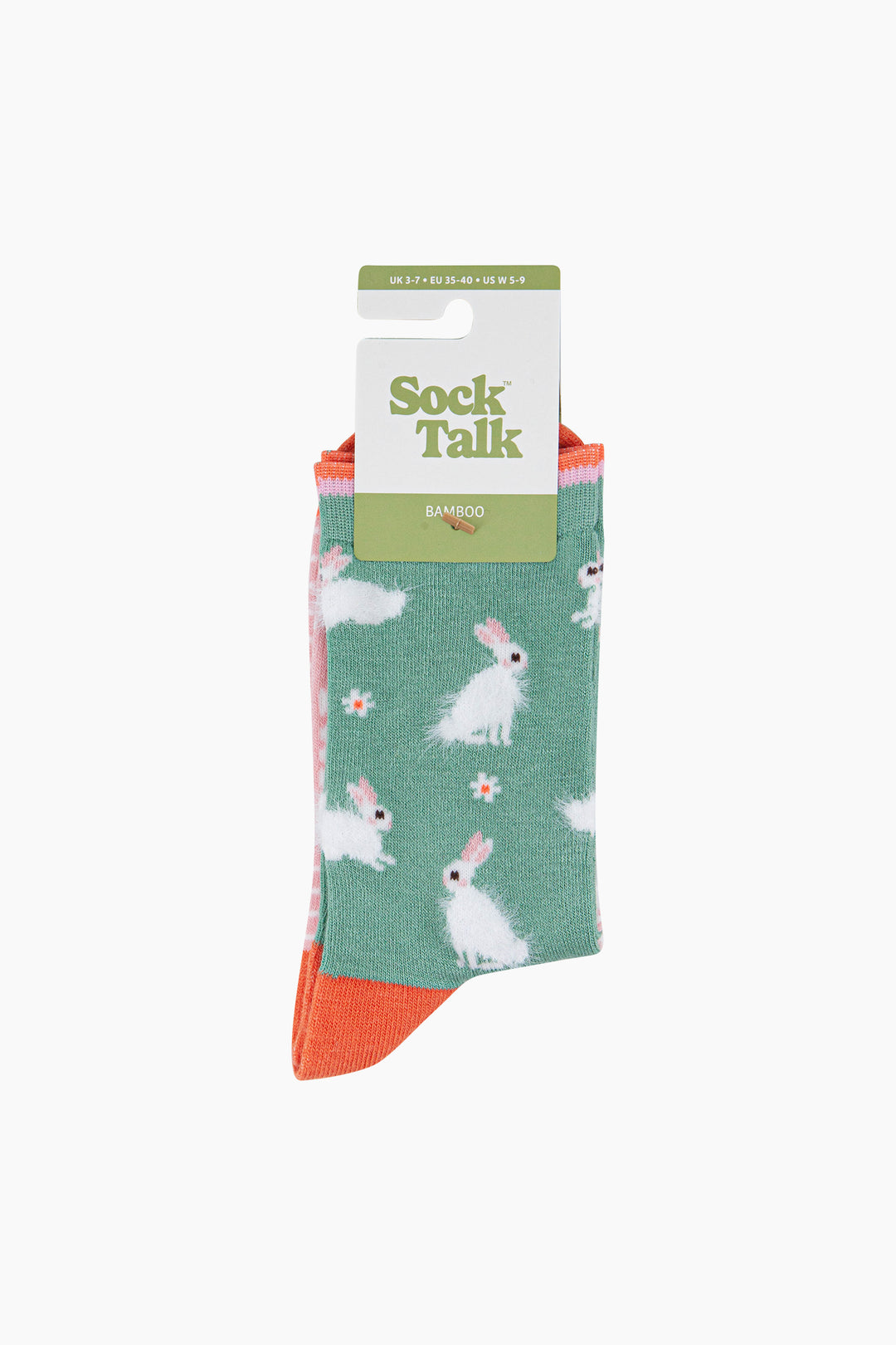 Bunny-Rabbit-Floral-Fluffy-Bamboo-Socks-in-Green-In-Packaging