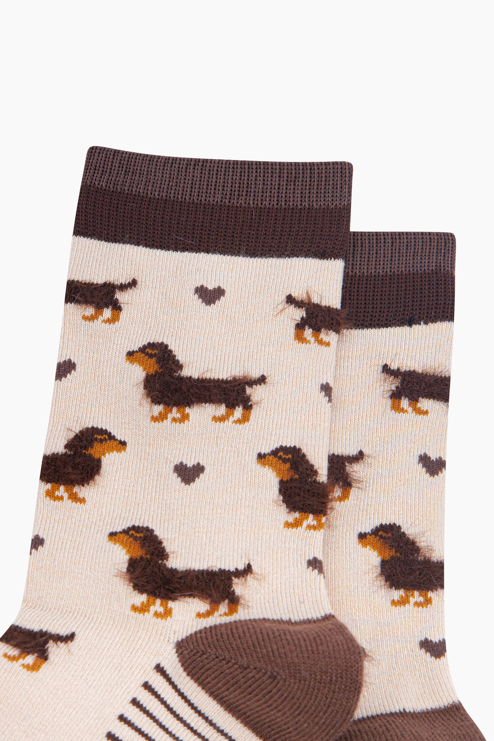 Cream-Sausage-Dog-Women's-Fluffy-Bamboo-Socks-Close-Up