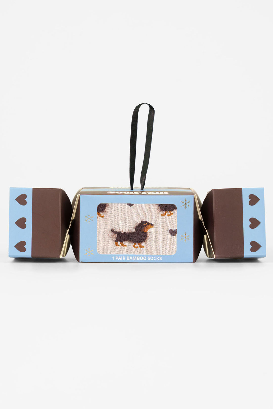 Sausage-Dog-Fluffy-Bamboo-Crew-Socks-Christmas-Cracker-Gift-Box-in-Cream